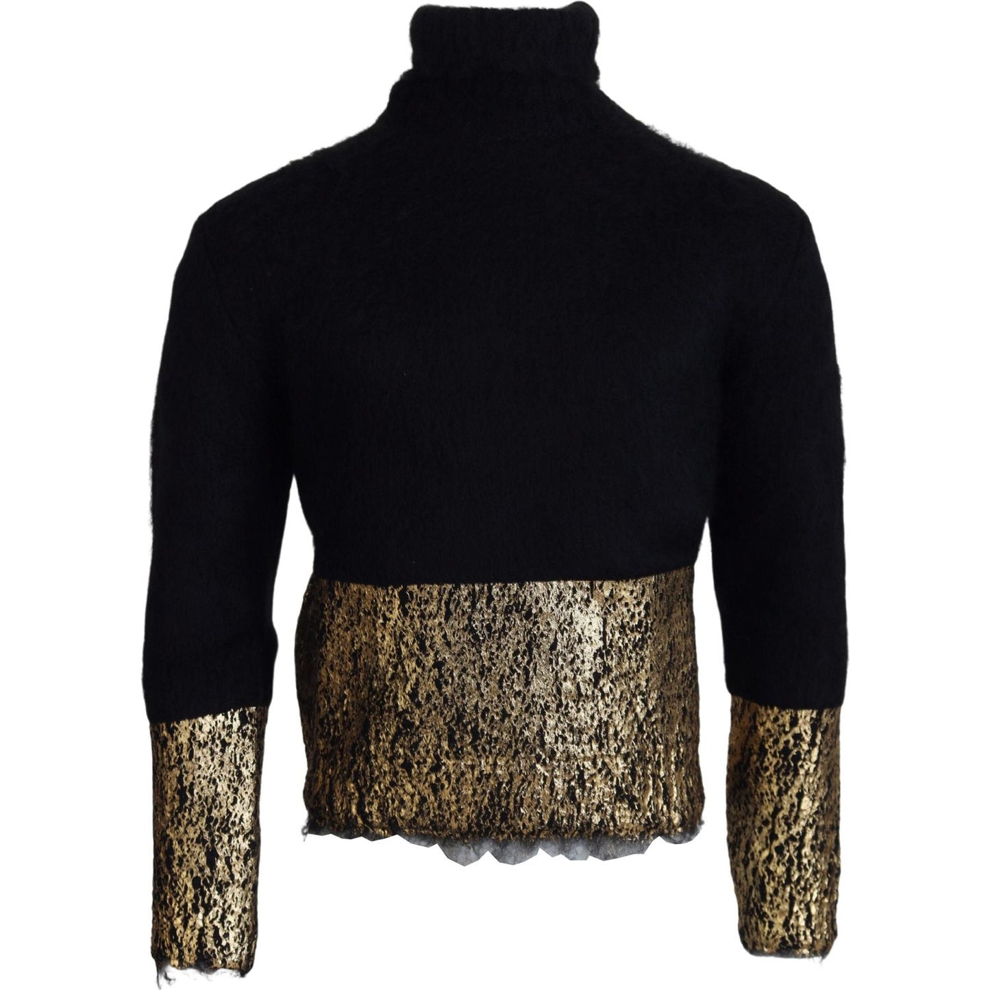 Dolce & Gabbana Stunning Black and Gold Crewneck Sweater Dolce & Gabbana Black