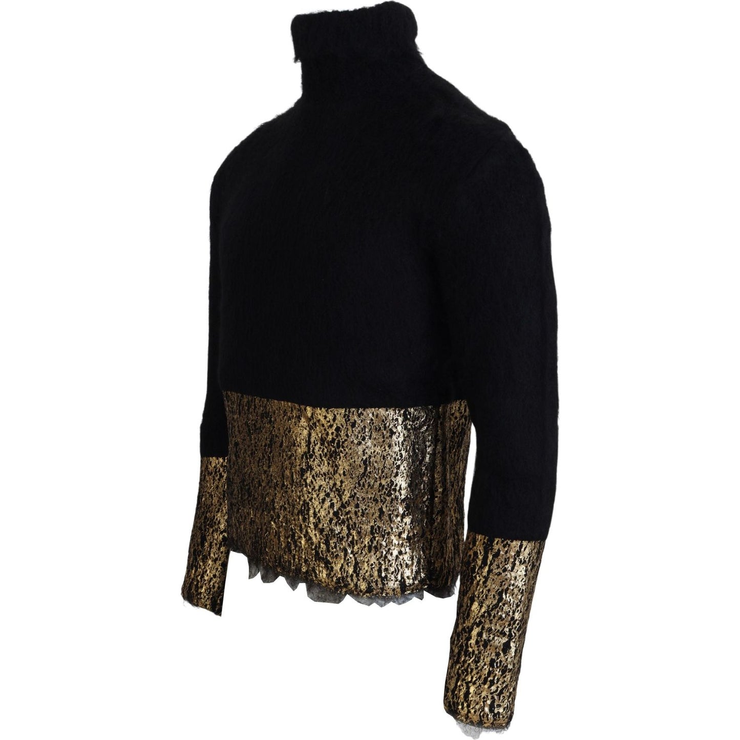 Dolce & Gabbana Stunning Black and Gold Crewneck Sweater Dolce & Gabbana Black