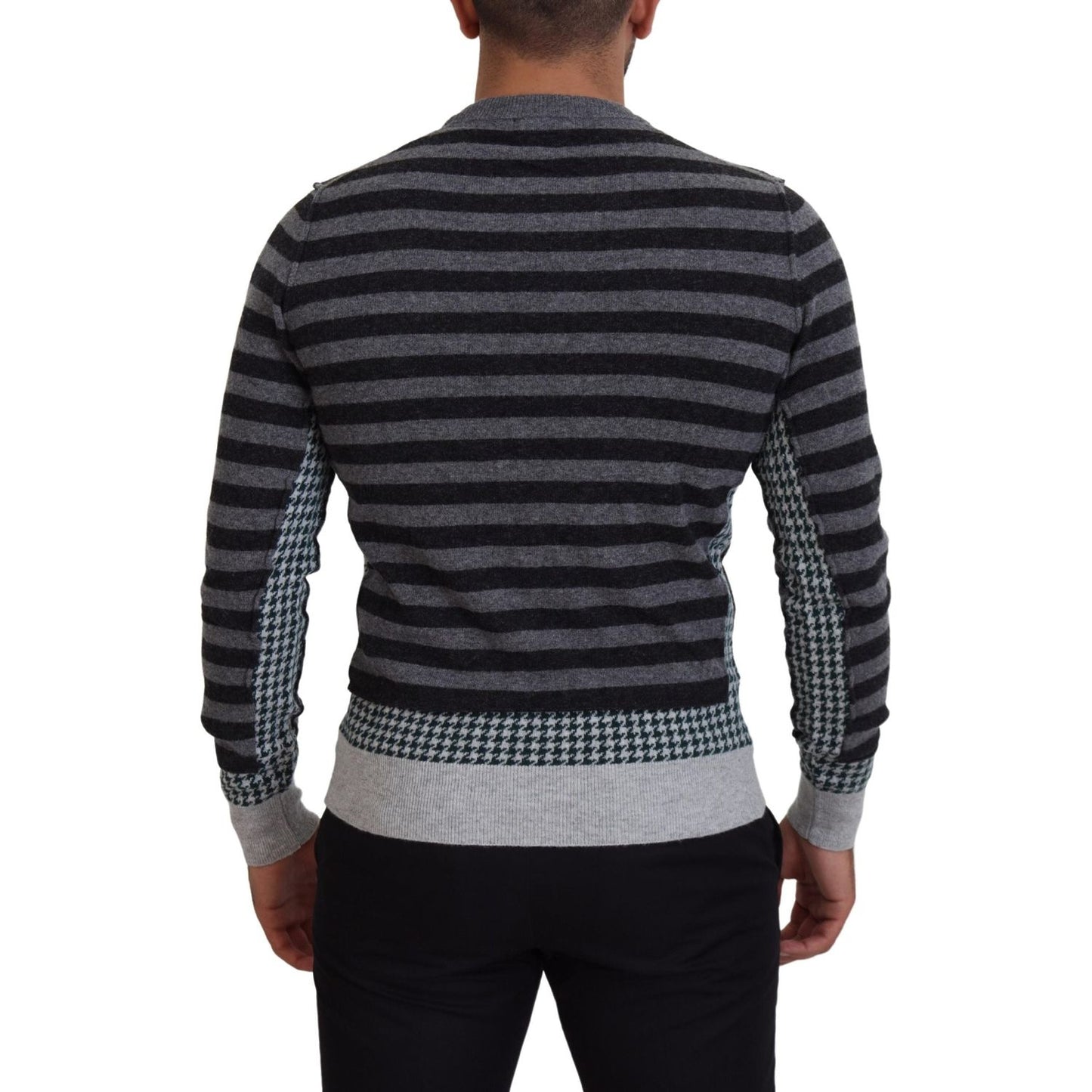 Dolce & Gabbana Elegant Striped Wool Crewneck Sweater Dolce & Gabbana Dark Slate Gray