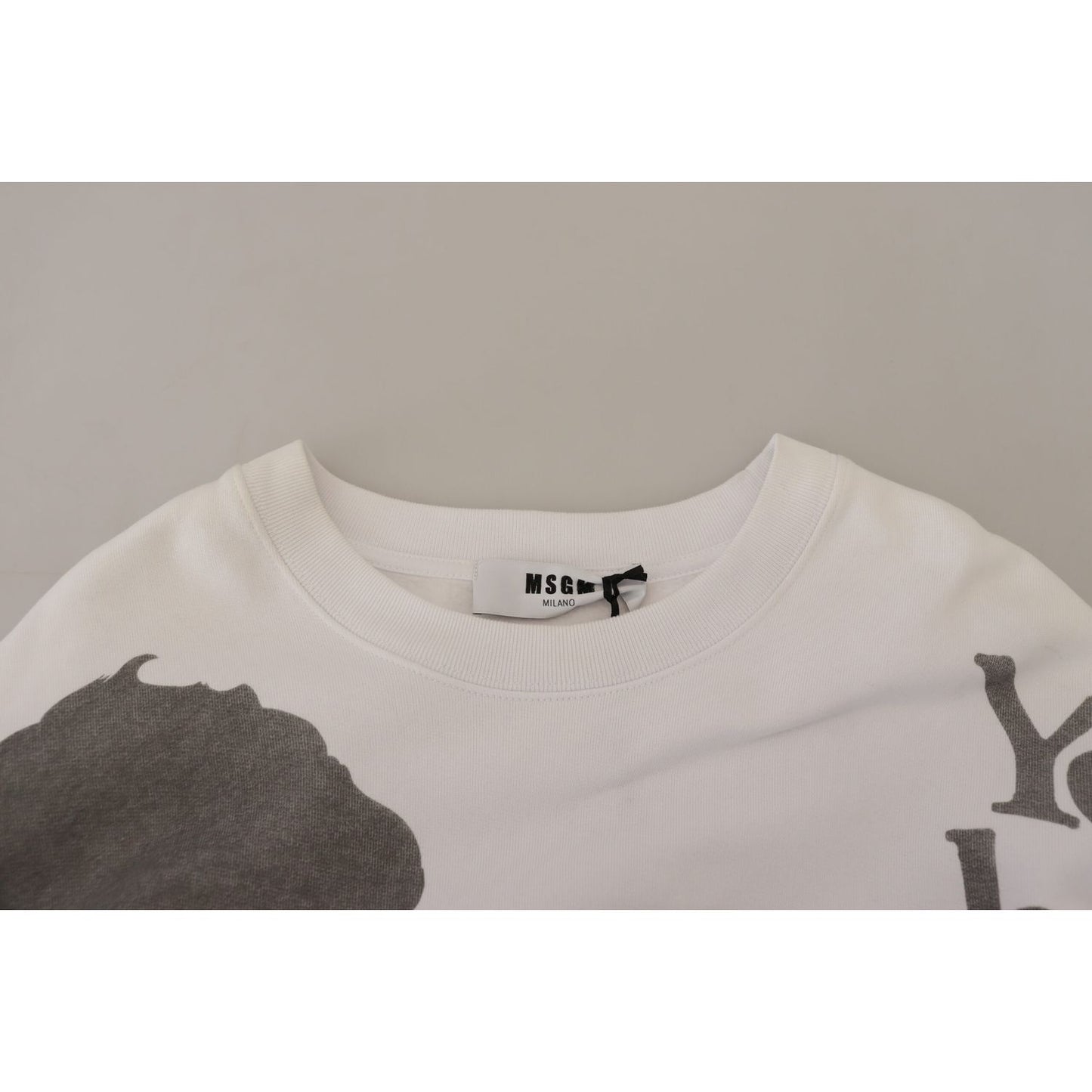 MSGM White Cotton Crewneck Pullover Sweatshirt Sweater