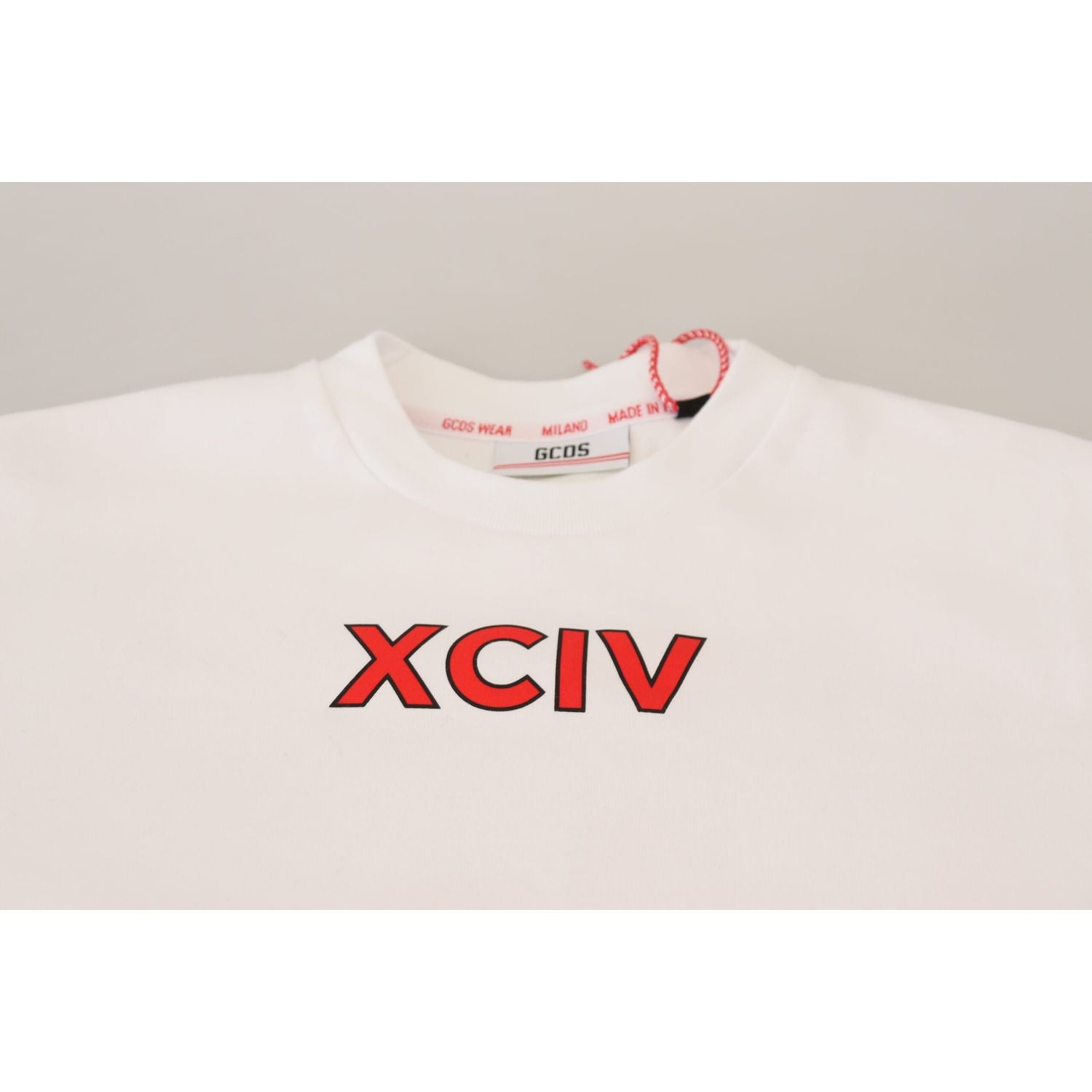 GCDS White Logo Print Cotton Short Sleeves T-shirt