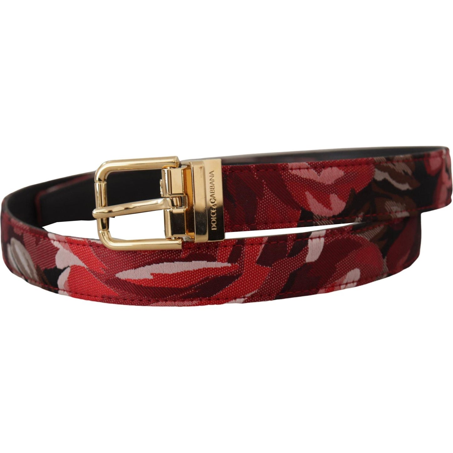 Dolce & Gabbana Red Multicolor Leather Belt with Gold-Tone Buckle Dolce & Gabbana Dark Slate Gray
