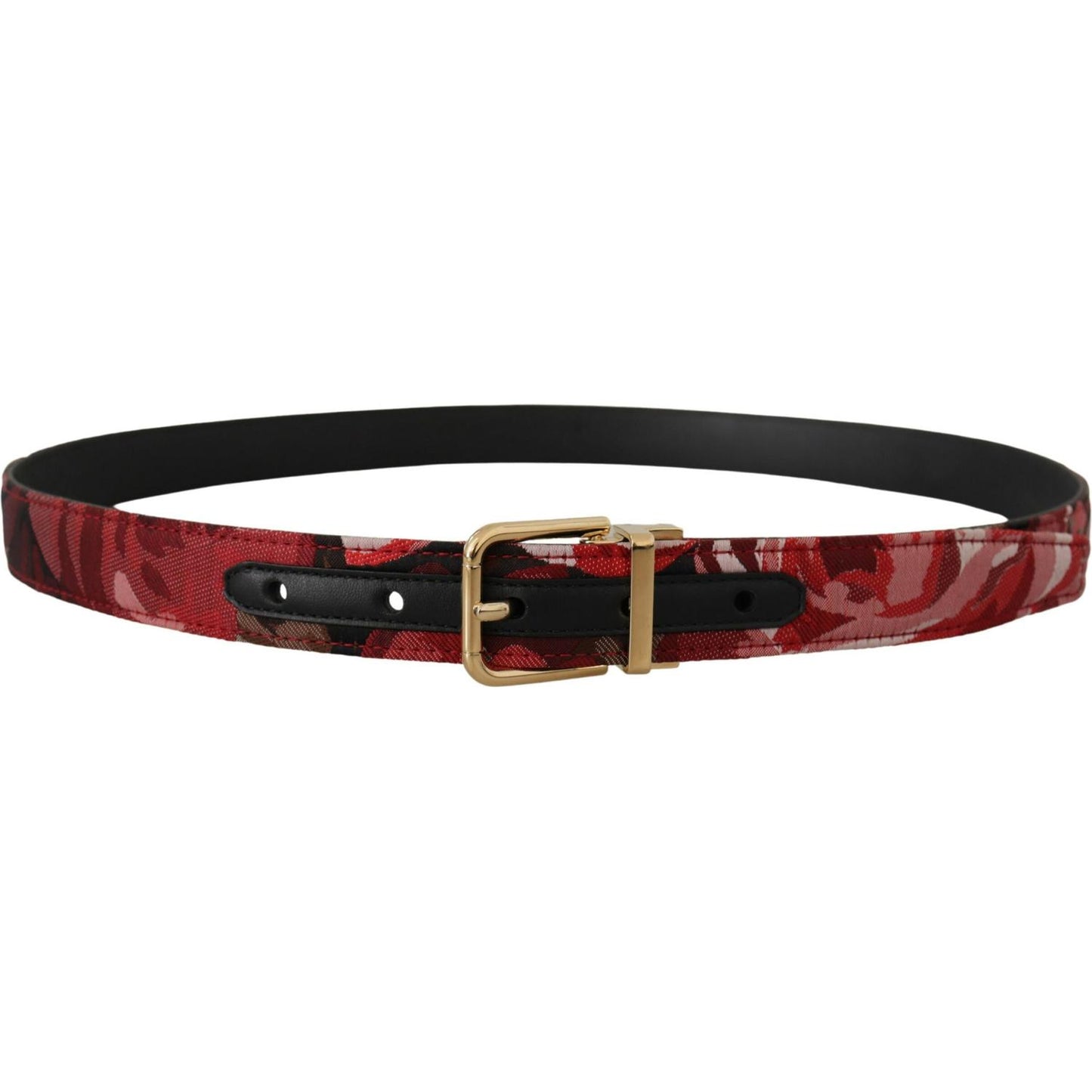 Dolce & Gabbana Red Multicolor Leather Belt with Gold-Tone Buckle Dolce & Gabbana Black