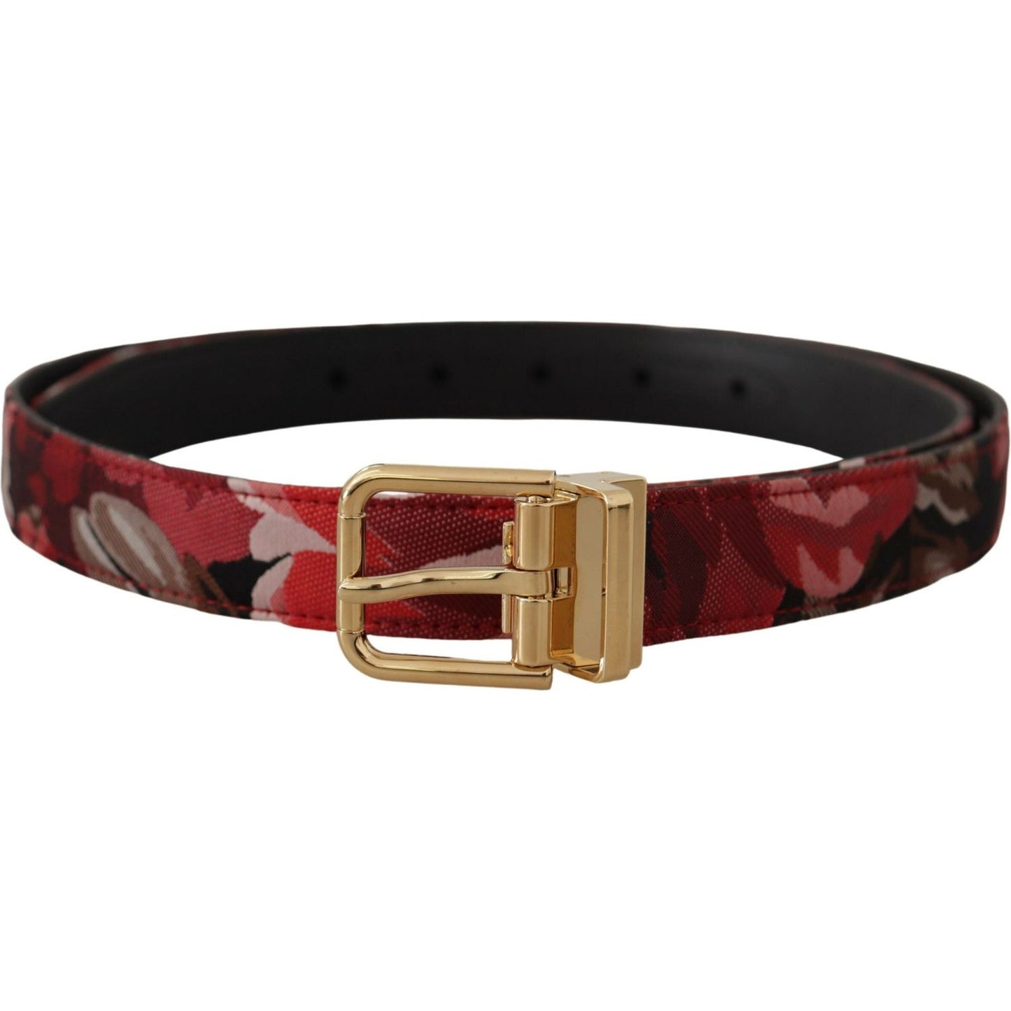 Dolce & Gabbana Red Multicolor Leather Belt with Gold-Tone Buckle Dolce & Gabbana Black