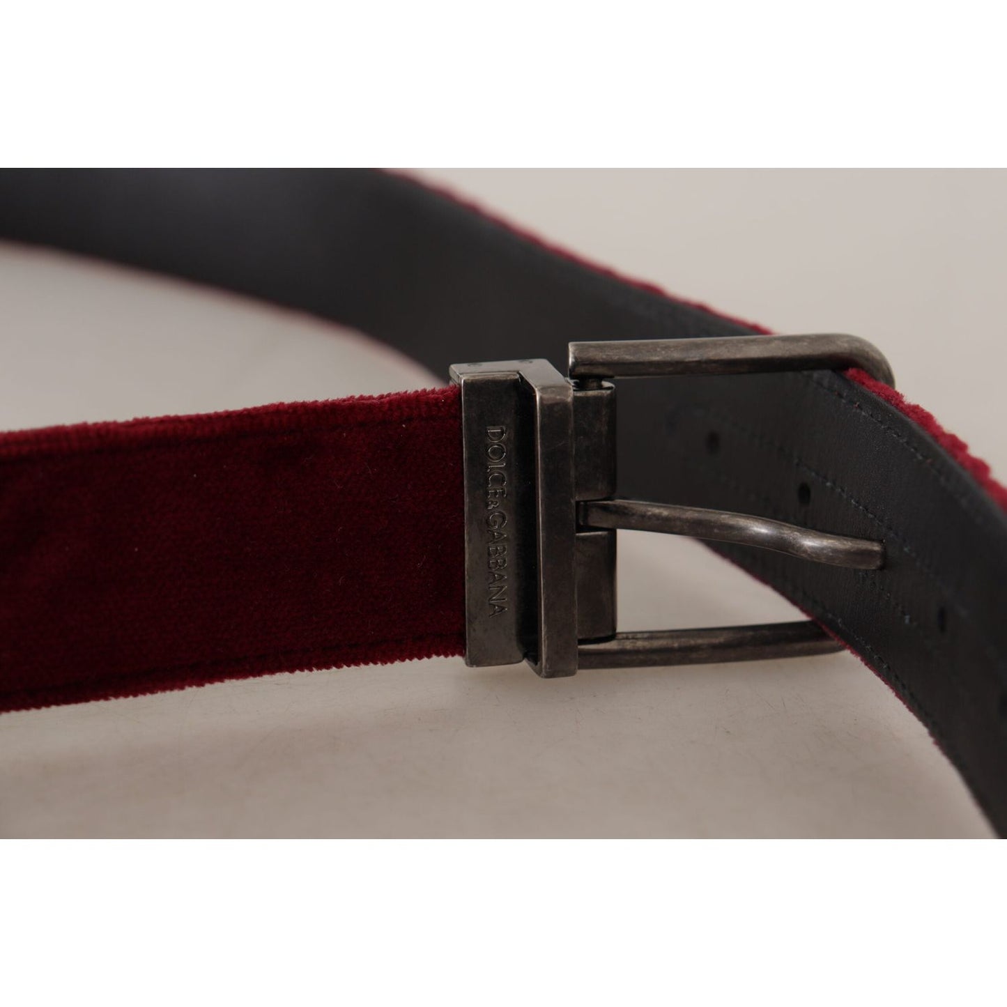 Dolce & Gabbana Velvet Maroon Elegance Belt Dolce & Gabbana Dark Gray