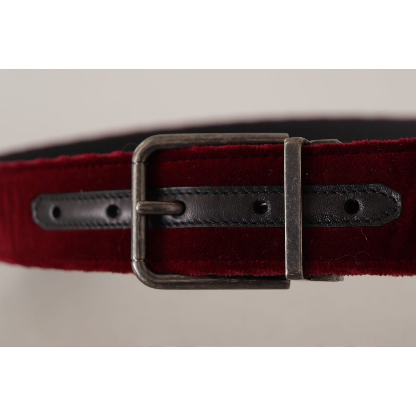 Dolce & Gabbana Velvet Maroon Elegance Belt Dolce & Gabbana Black