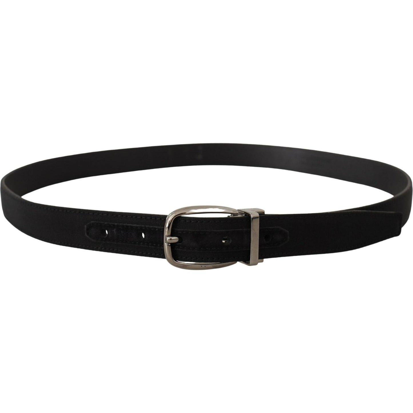 Dolce & Gabbana Elegant Grosgrain Leather Belt with Silver Buckle Dolce & Gabbana Black
