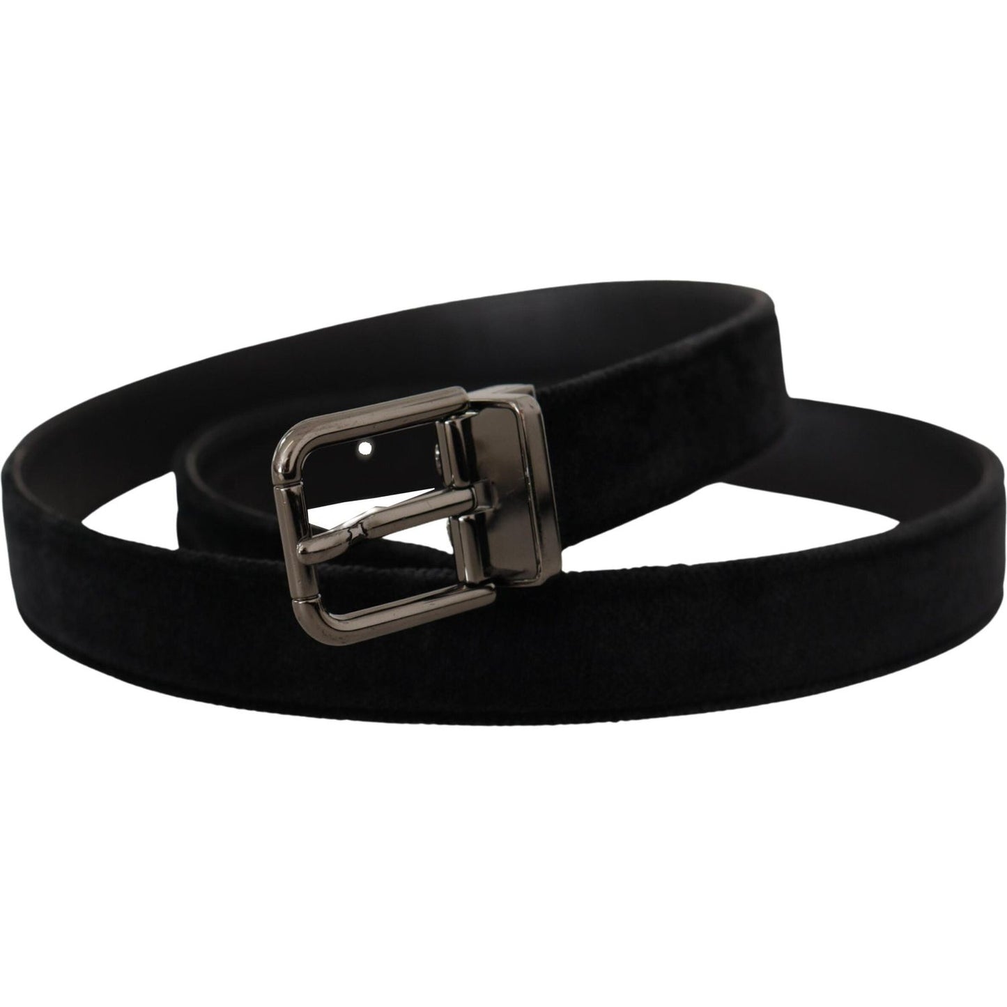 Dolce & Gabbana Elegant Black Leather Belt with Silver Tone Buckle Dolce & Gabbana Black