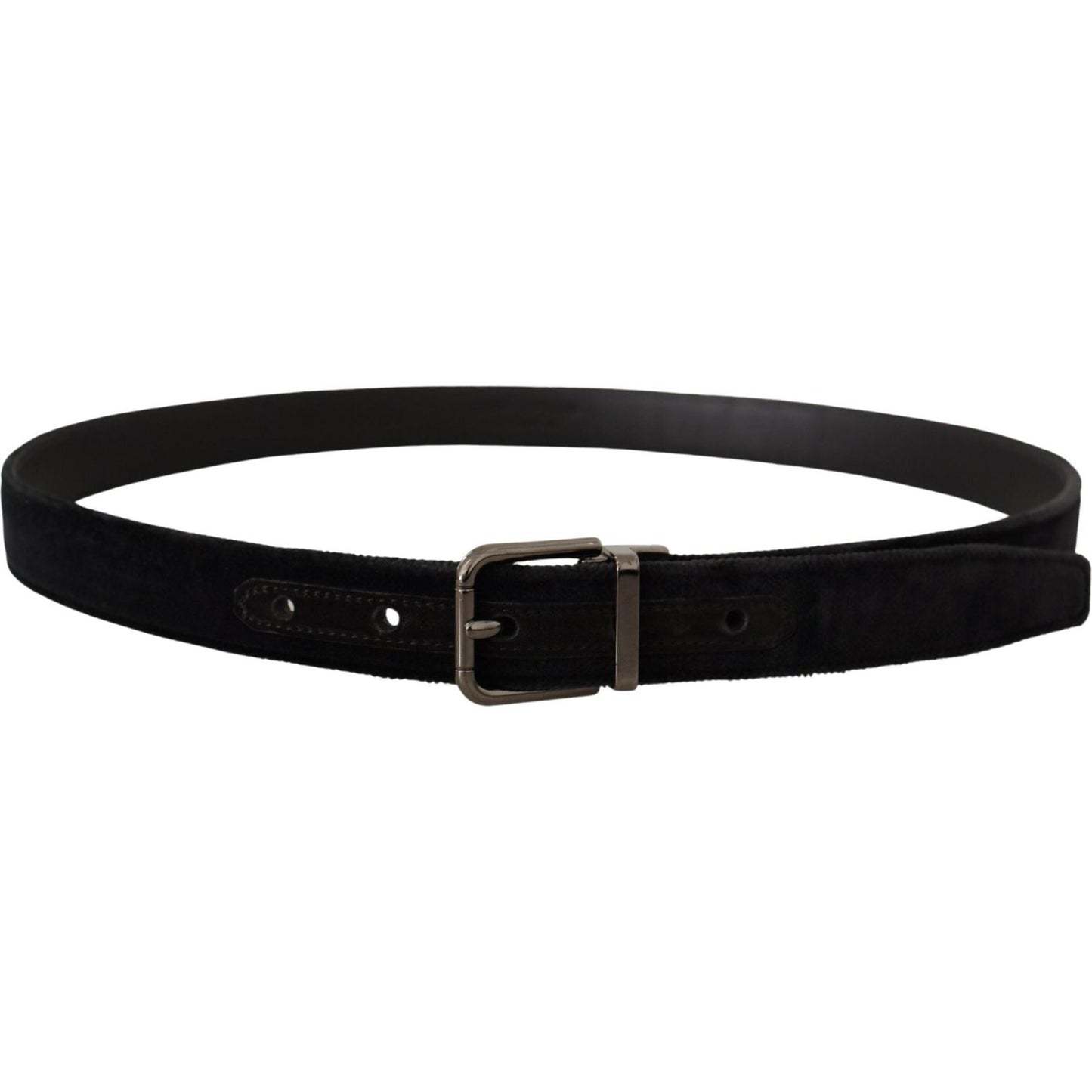 Dolce & Gabbana Elegant Black Leather Belt with Silver Tone Buckle Dolce & Gabbana Black