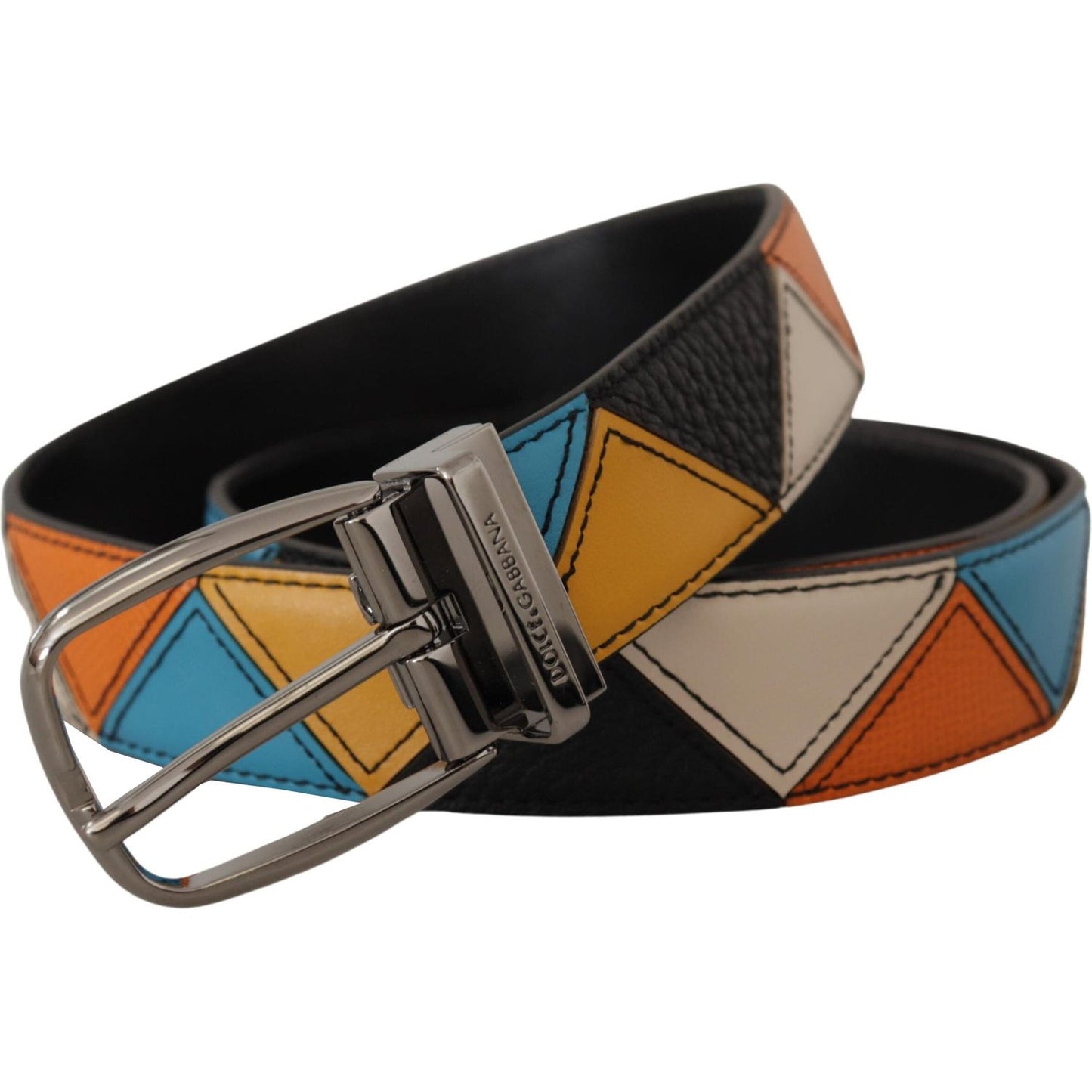 Dolce & Gabbana Elegant Multicolor Leather Belt with Silver Buckle Dolce & Gabbana Dark Slate Gray