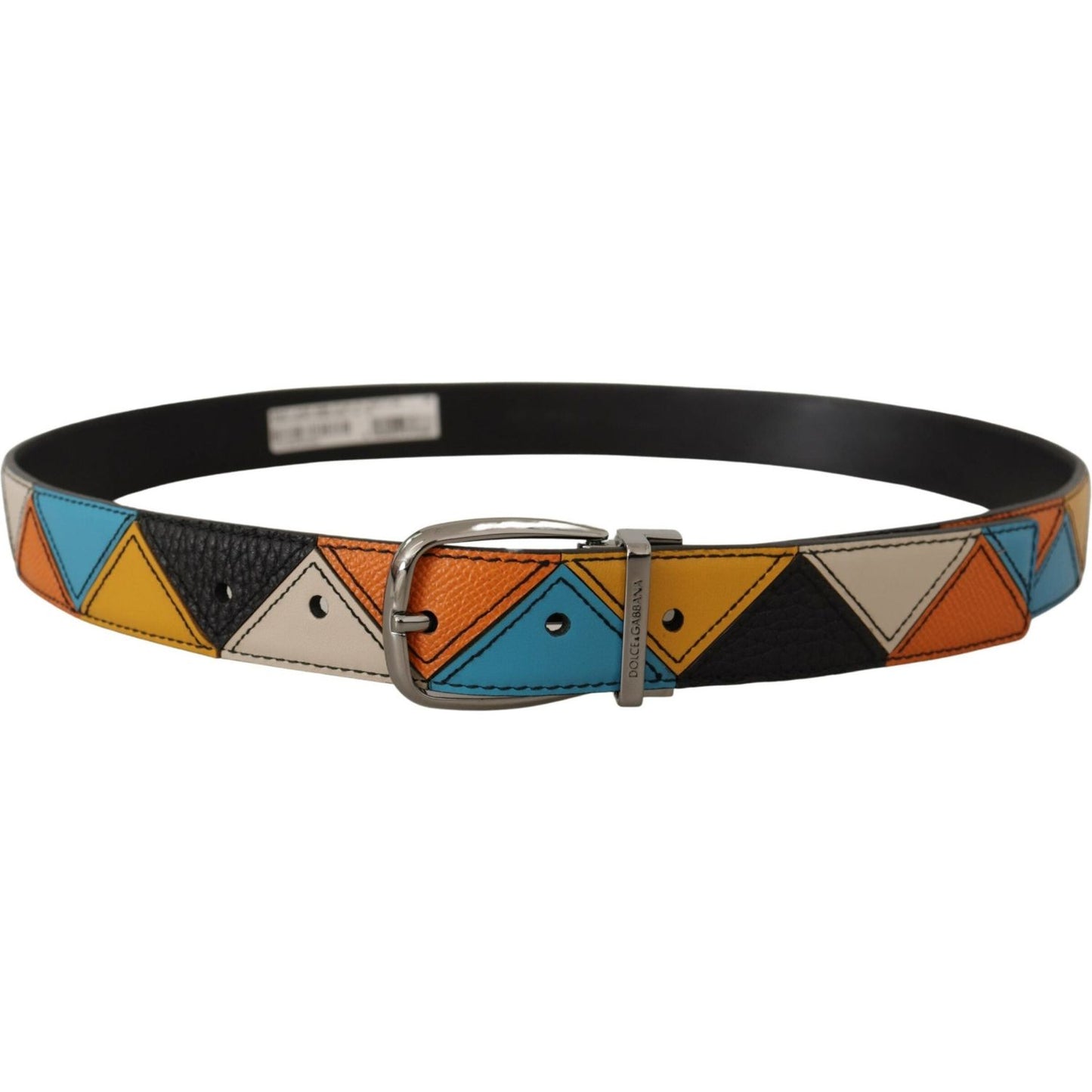 Dolce & Gabbana Elegant Multicolor Leather Belt with Silver Buckle Dolce & Gabbana Dark Khaki