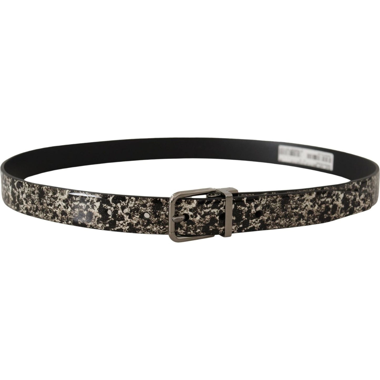 Dolce & Gabbana Elegant Black Marble Print Leather Belt Dolce & Gabbana Dark Slate Gray