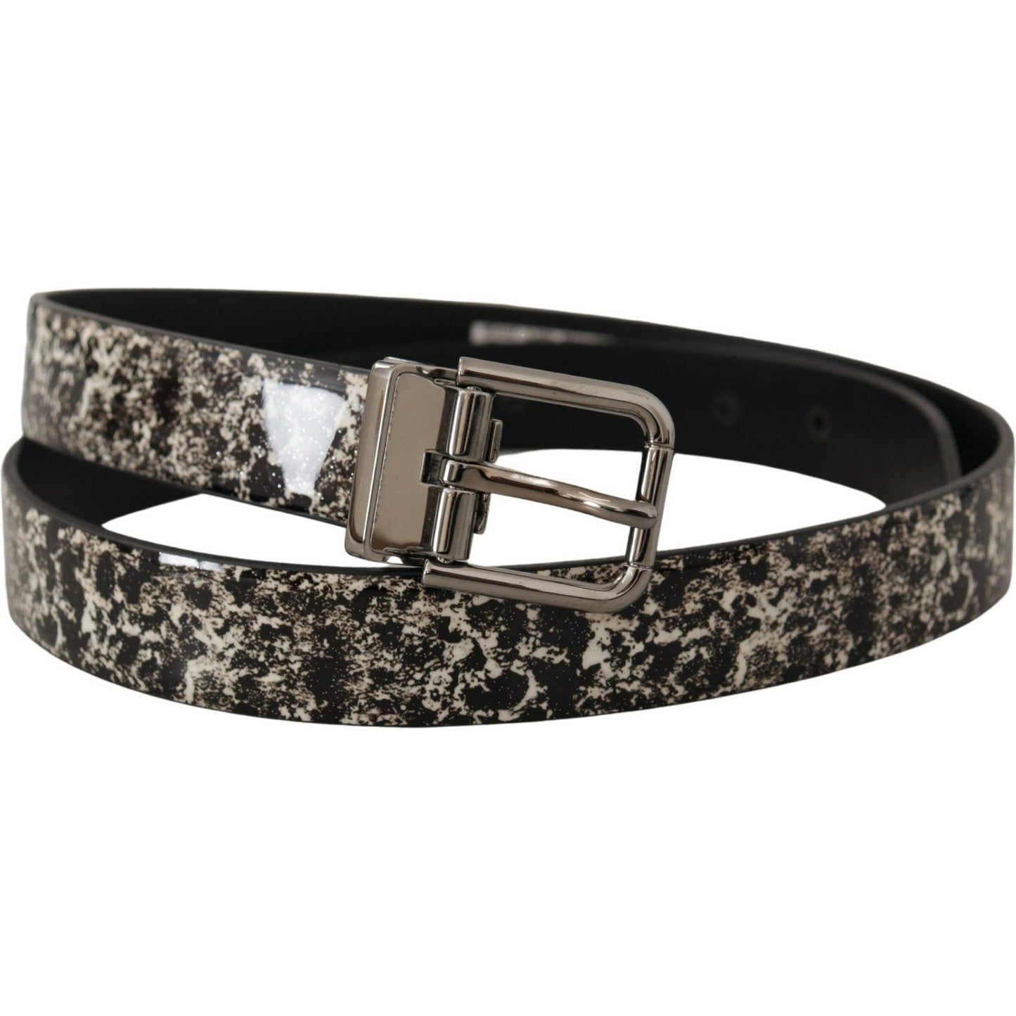 Dolce & Gabbana Elegant Black Marble Print Leather Belt Dolce & Gabbana Dark Slate Gray