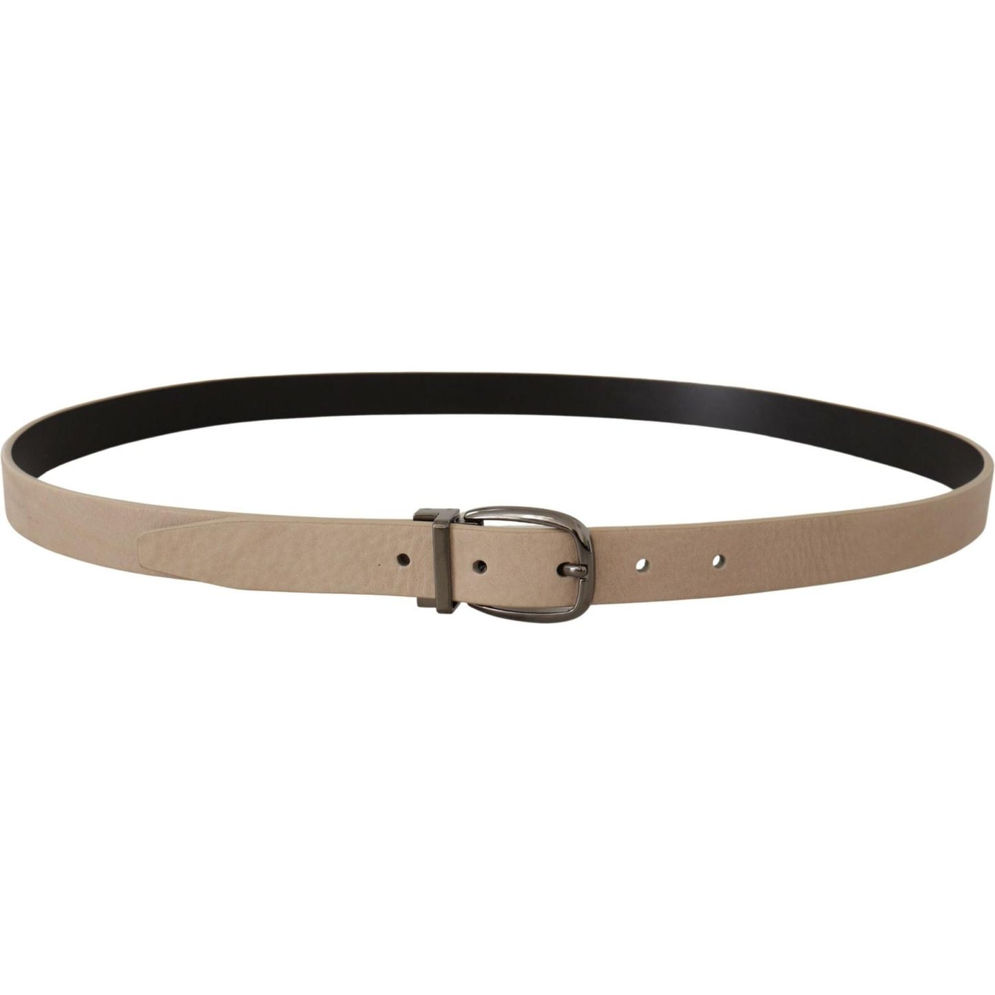 Dolce & Gabbana Elegant Beige Leather Belt with Silver Tone Buckle Dolce & Gabbana Rosy Brown
