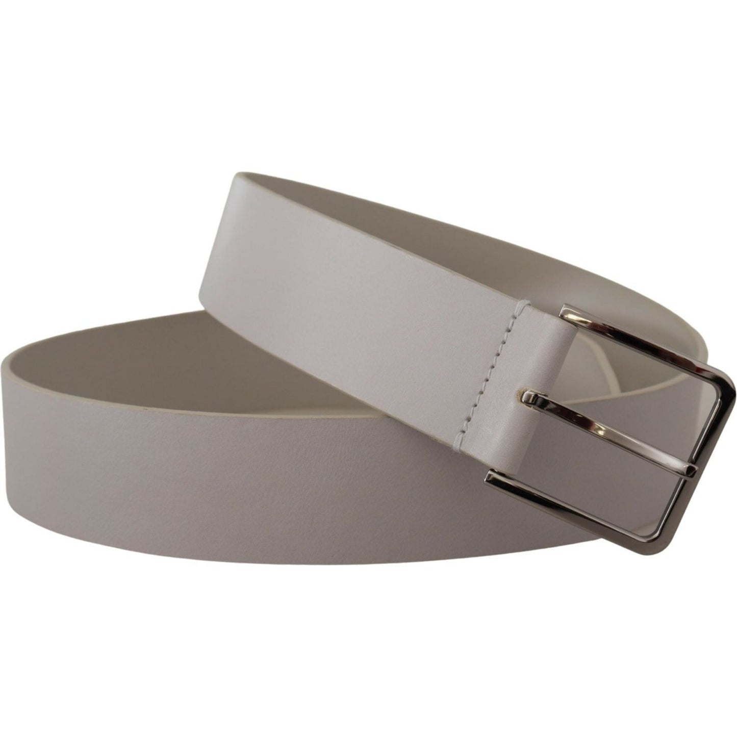 Dolce & Gabbana Elegant White Vitello Leather Belt Dolce & Gabbana Light Slate Gray