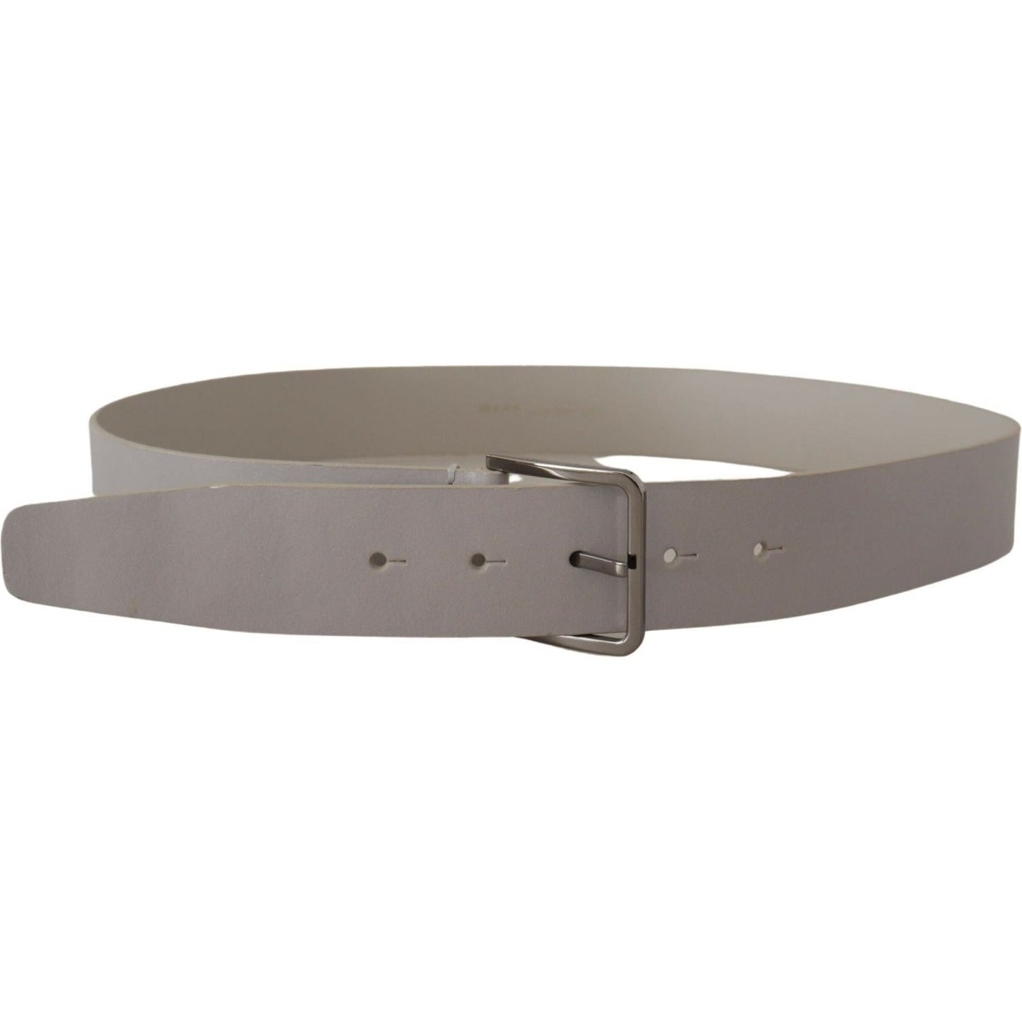 Dolce & Gabbana Elegant White Vitello Leather Belt Dolce & Gabbana Slate Gray