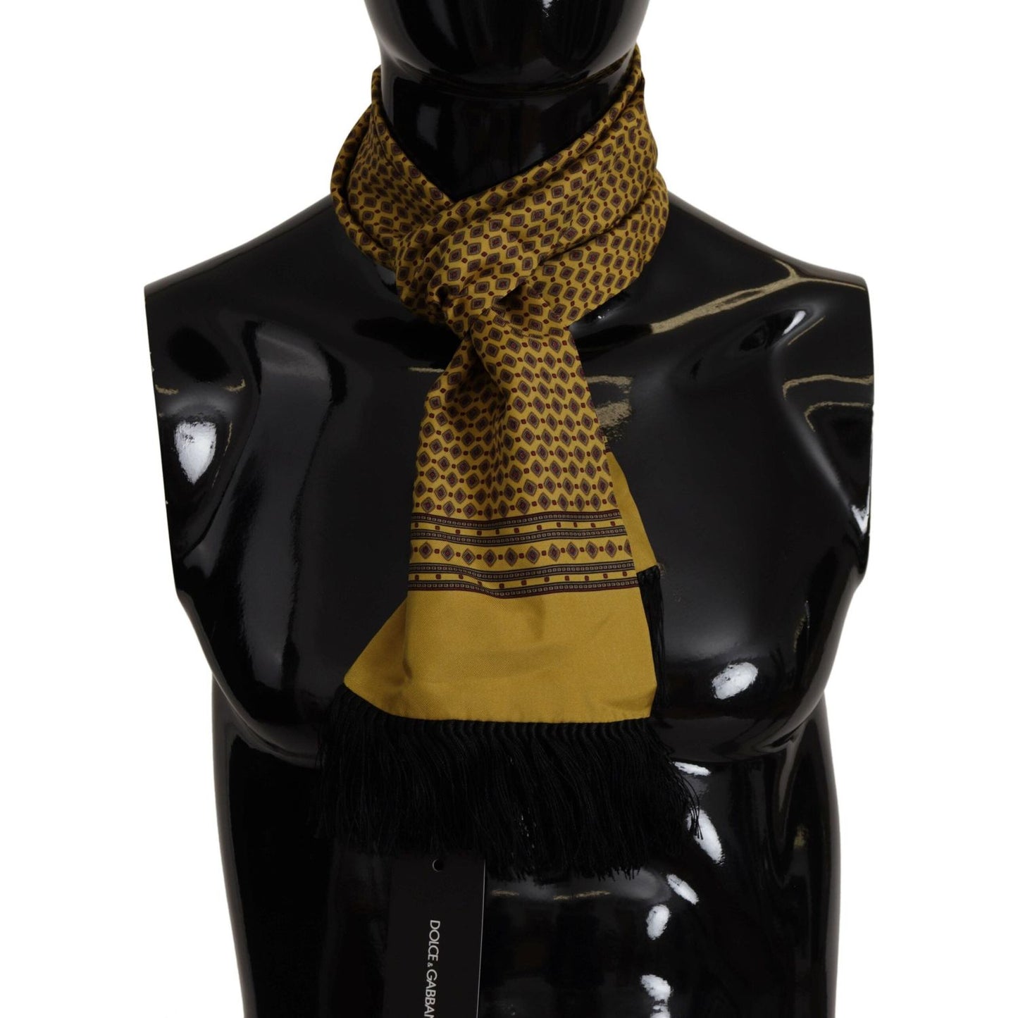 Dolce & Gabbana Elegant Yellow Silk Men's Scarf Dolce & Gabbana Black