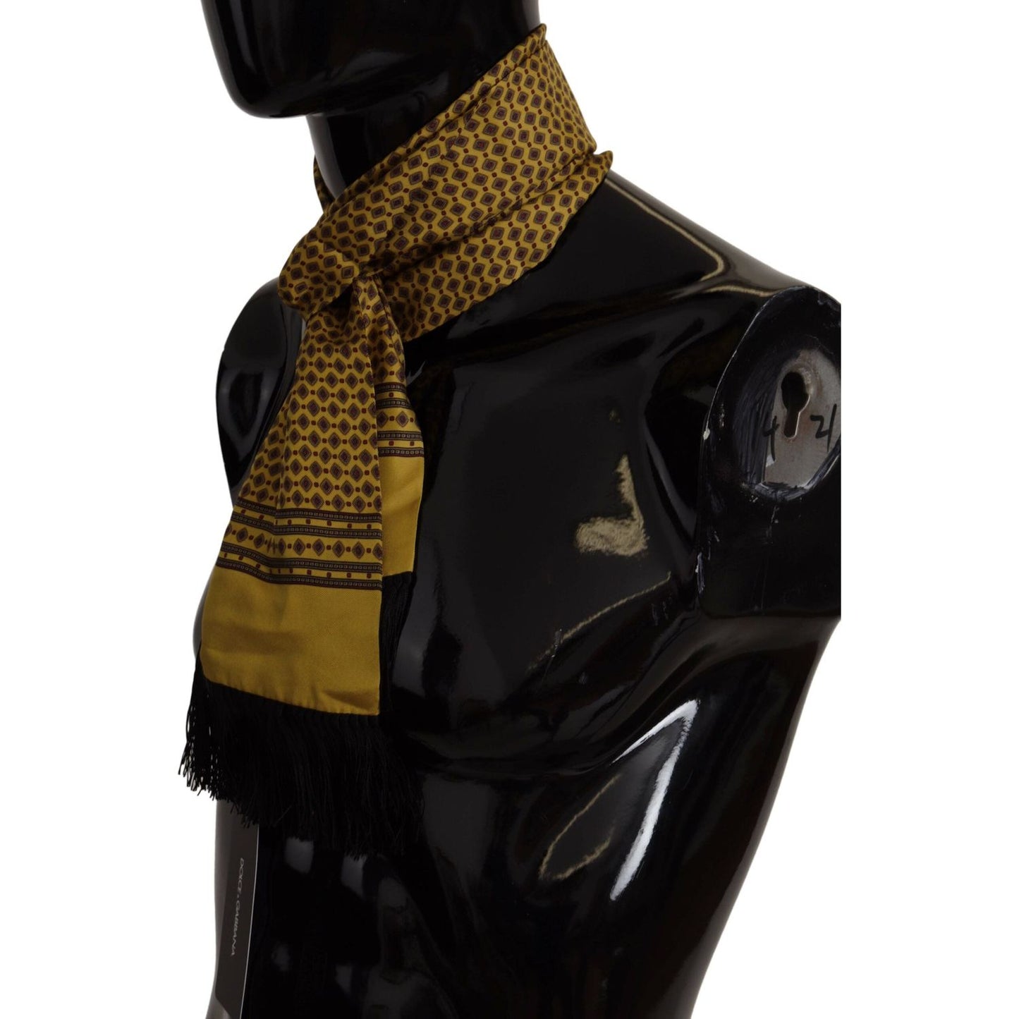 Dolce & Gabbana Elegant Yellow Silk Men's Scarf Dolce & Gabbana Black