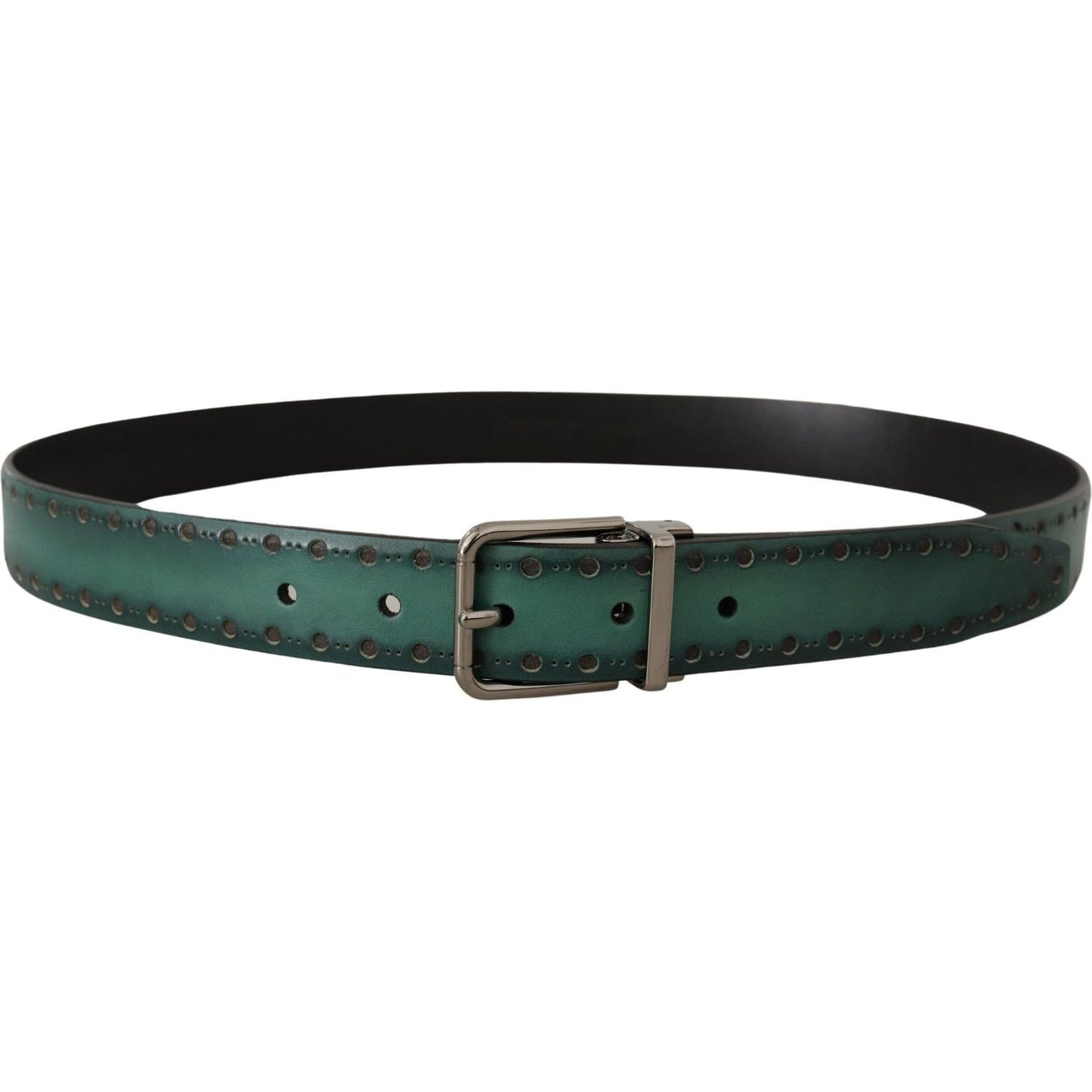 Dolce & Gabbana Elegant Leather Belt with Silver Tone Buckle Dolce & Gabbana Dark Slate Gray