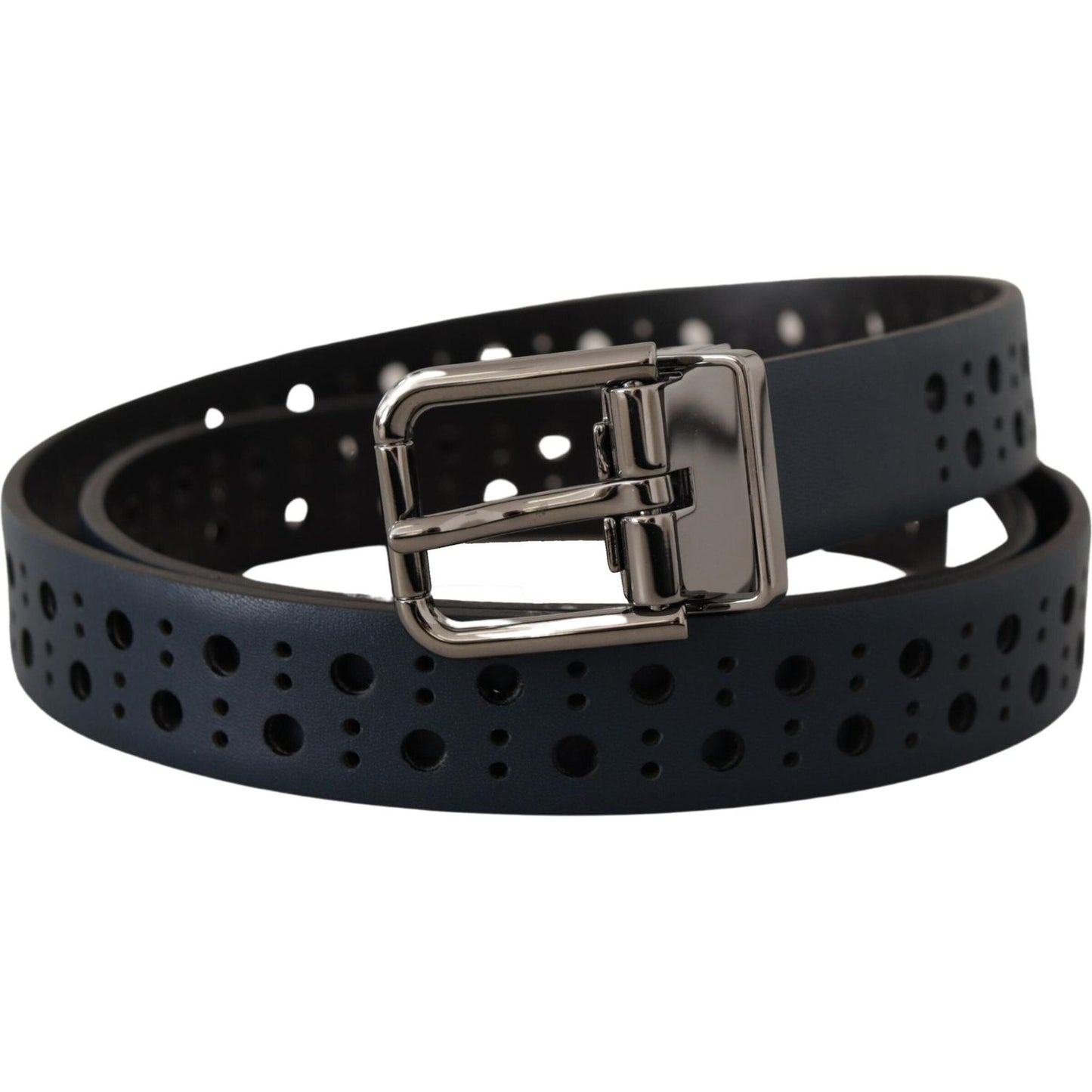 Dolce & Gabbana Elegant Navy Blue Leather Belt Dolce & Gabbana Dark Slate Gray