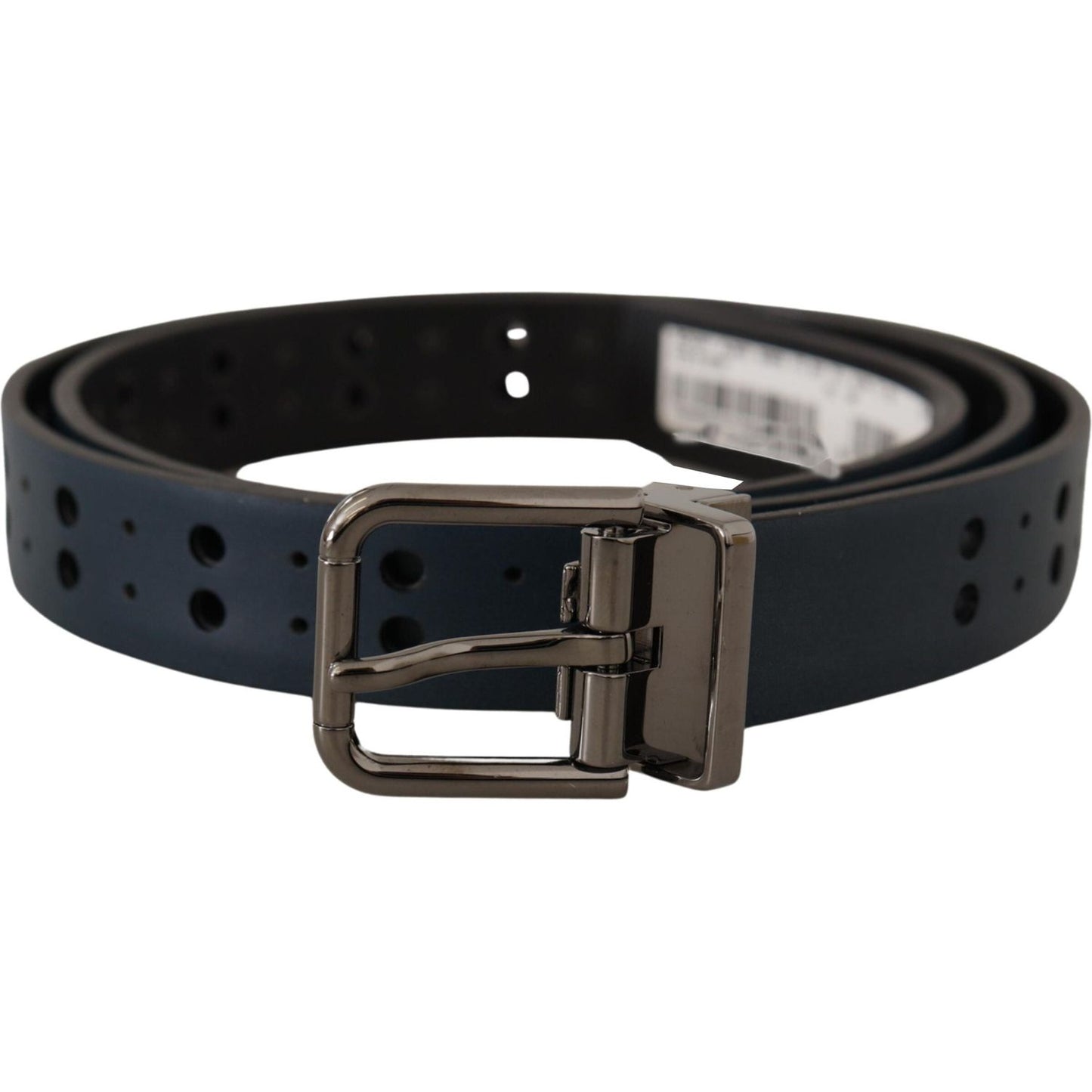 Dolce & Gabbana Elegant Blue Leather Belt with Metal Buckle Dolce & Gabbana Dark Slate Gray