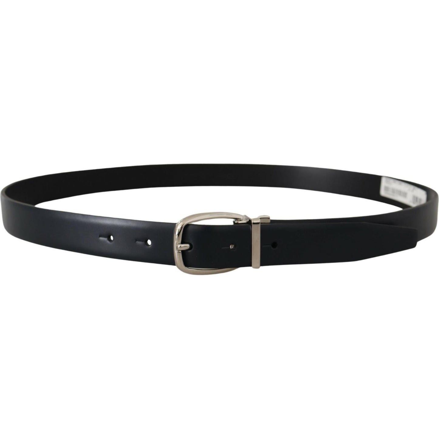 Dolce & Gabbana Elegant Black Leather Belt with Silver Buckle Dolce & Gabbana Dark Slate Gray