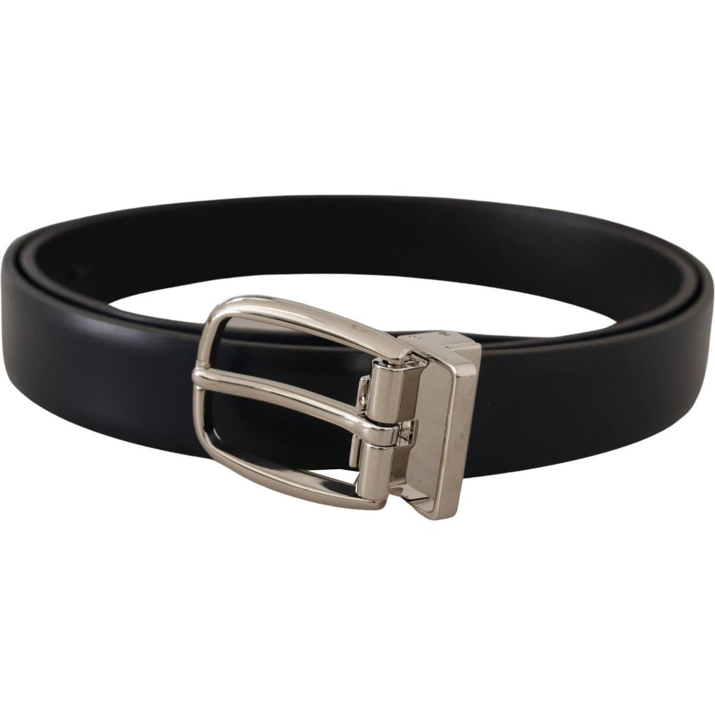 Dolce & Gabbana Elegant Black Leather Belt with Silver Buckle Dolce & Gabbana Black