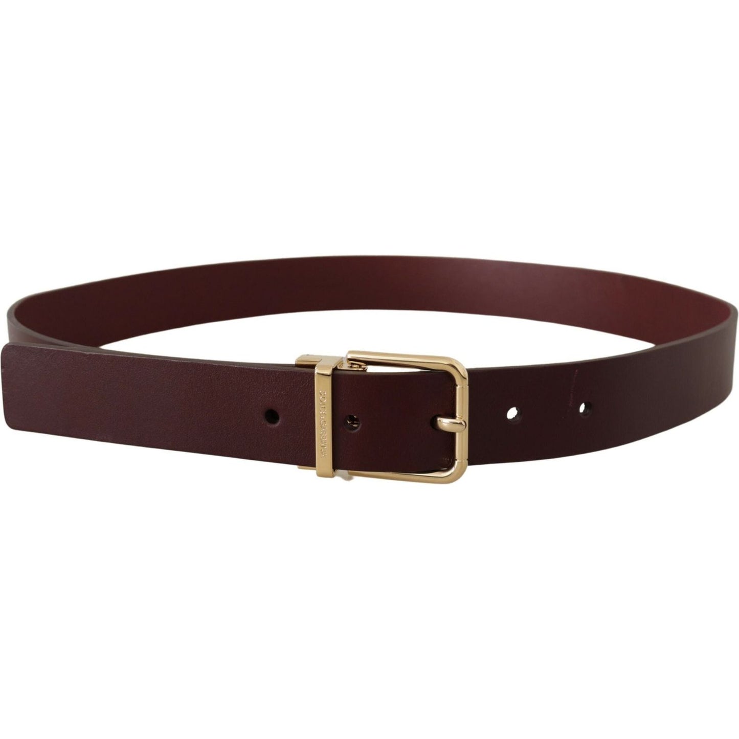 Dolce & Gabbana Elegant Maroon Leather Belt with Gold Buckle Dolce & Gabbana Dark Slate Gray