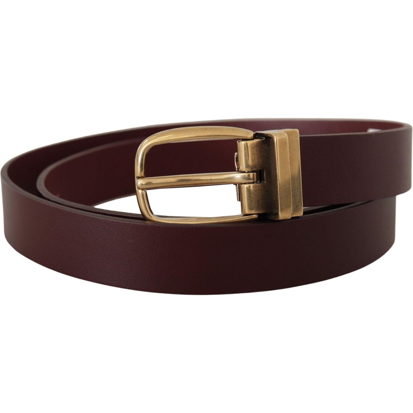 Dolce & Gabbana Elegant Brown Leather Belt with Gold Buckle Dolce & Gabbana Dark Slate Gray