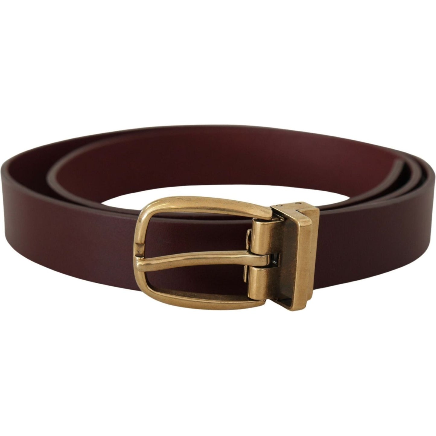 Dolce & Gabbana Elegant Brown Leather Belt with Gold Buckle Dolce & Gabbana Dark Slate Gray