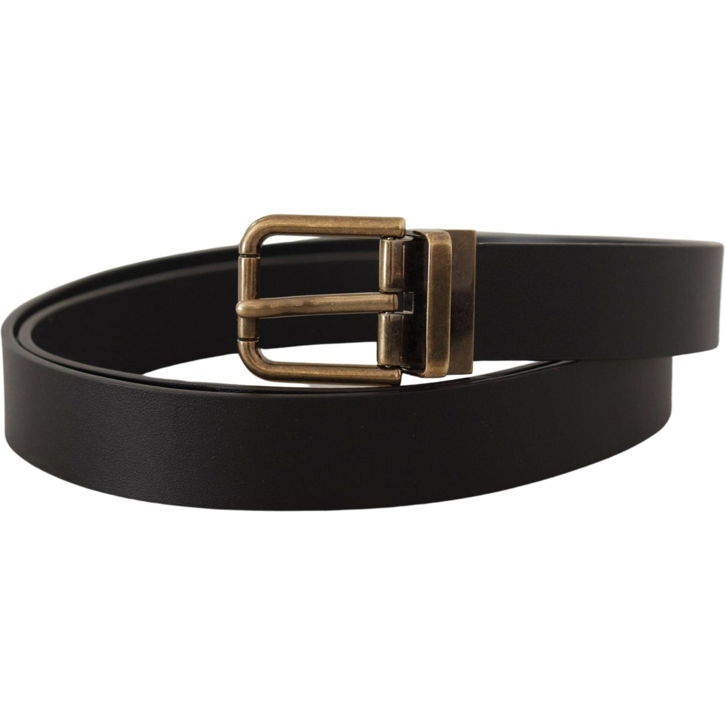 Dolce & Gabbana Elegant Black Leather Belt with Vintage Buckle Dolce & Gabbana Black