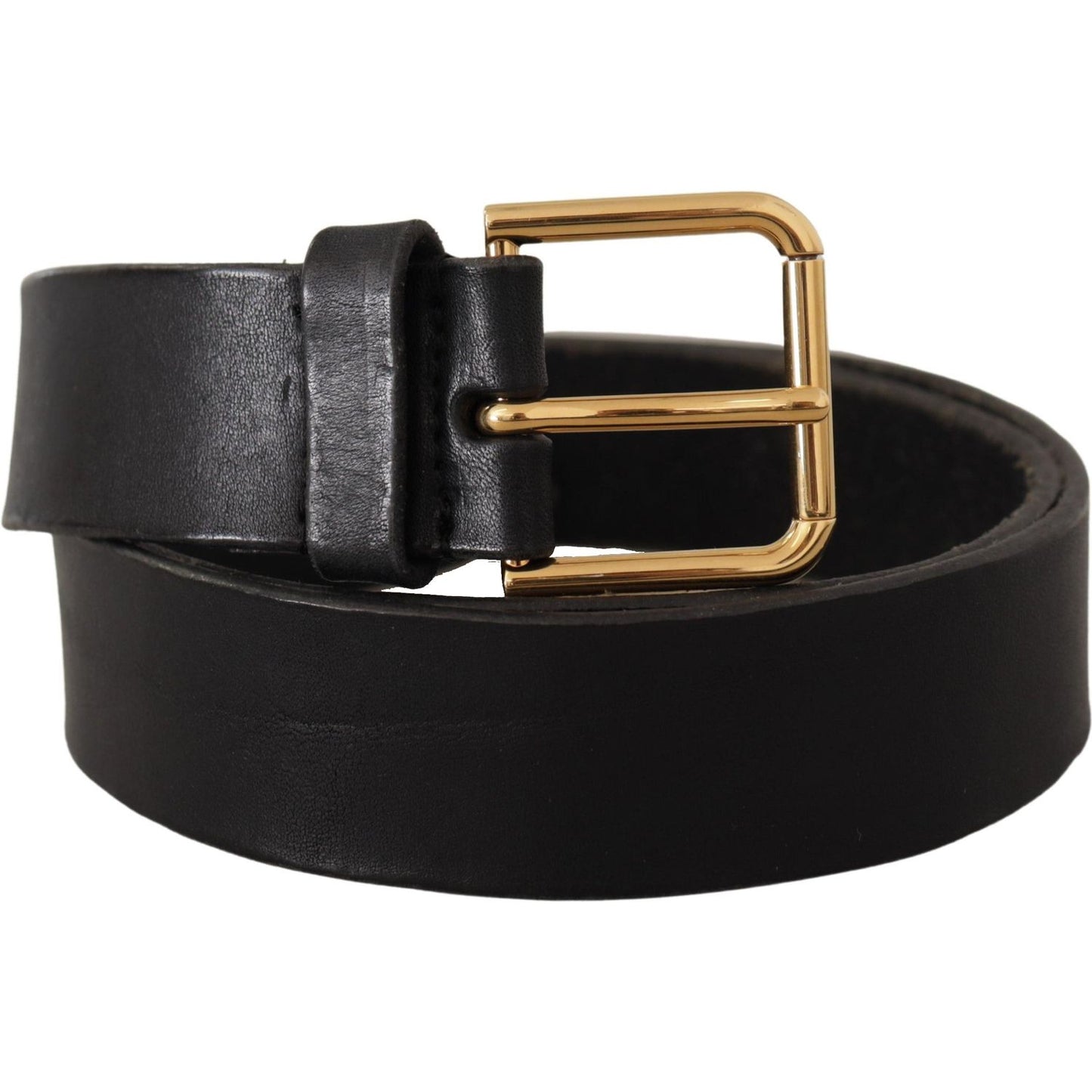 Dolce & Gabbana Elegant Black Leather Belt with Metal Buckle Dolce & Gabbana Black