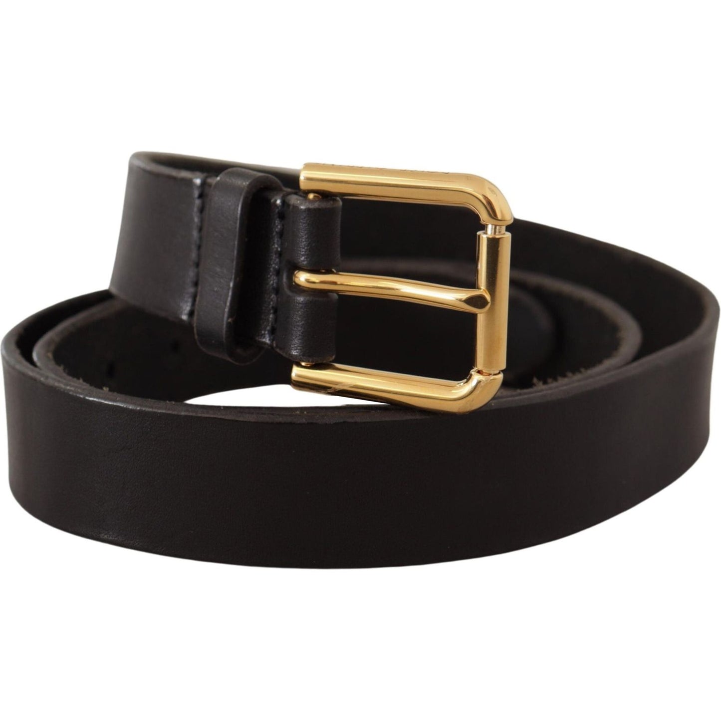 Dolce & Gabbana Elegant Leather Belt with Metal Buckle Dolce & Gabbana Black