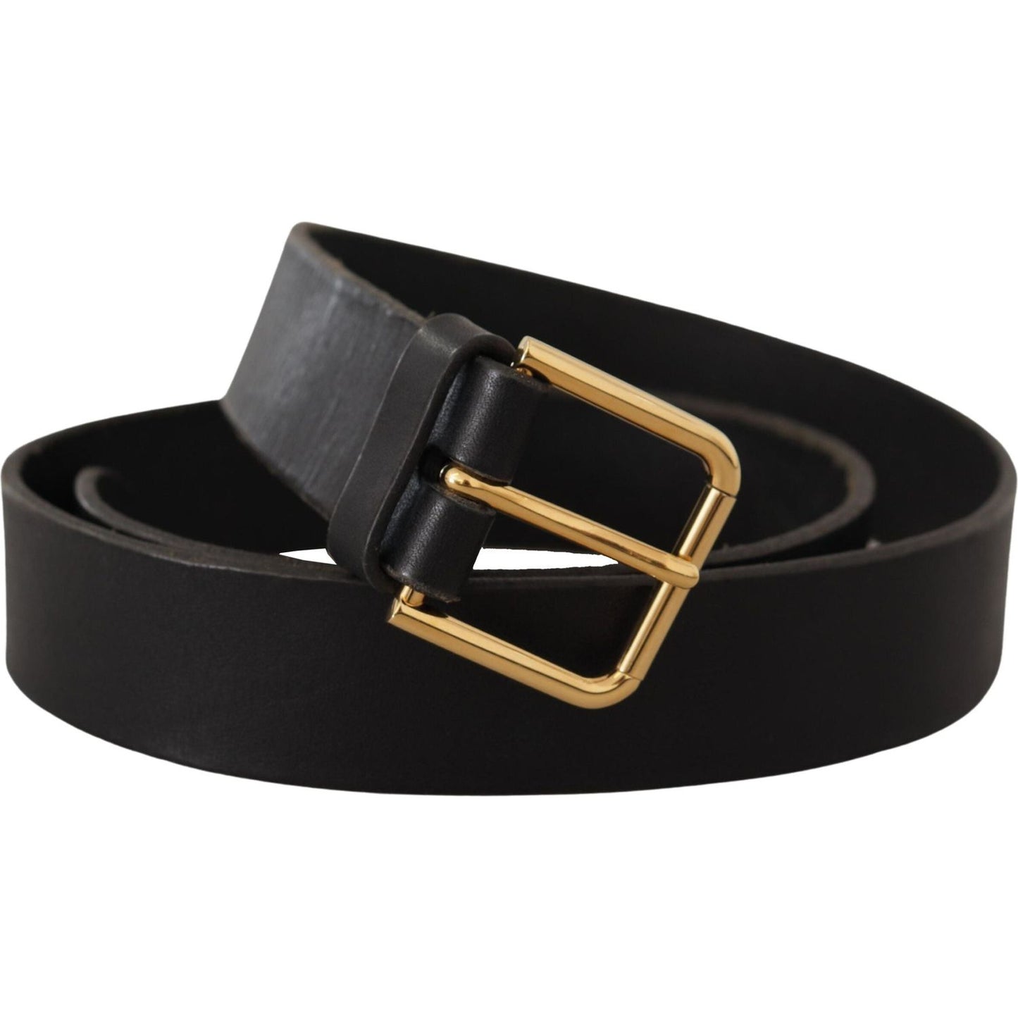 Dolce & Gabbana Elegant Leather Belt with Metal Buckle Dolce & Gabbana Black