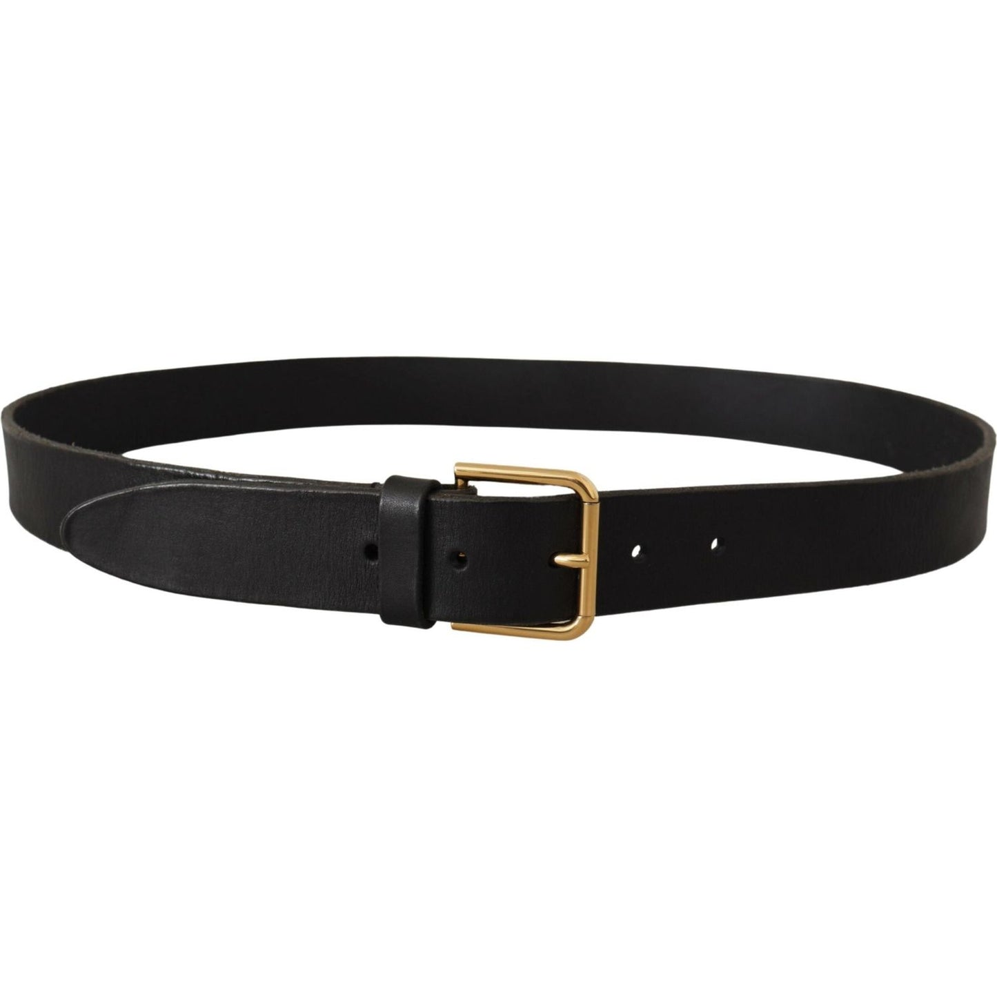 Dolce & Gabbana Elegant Leather Belt with Metal Buckle Dolce & Gabbana Black