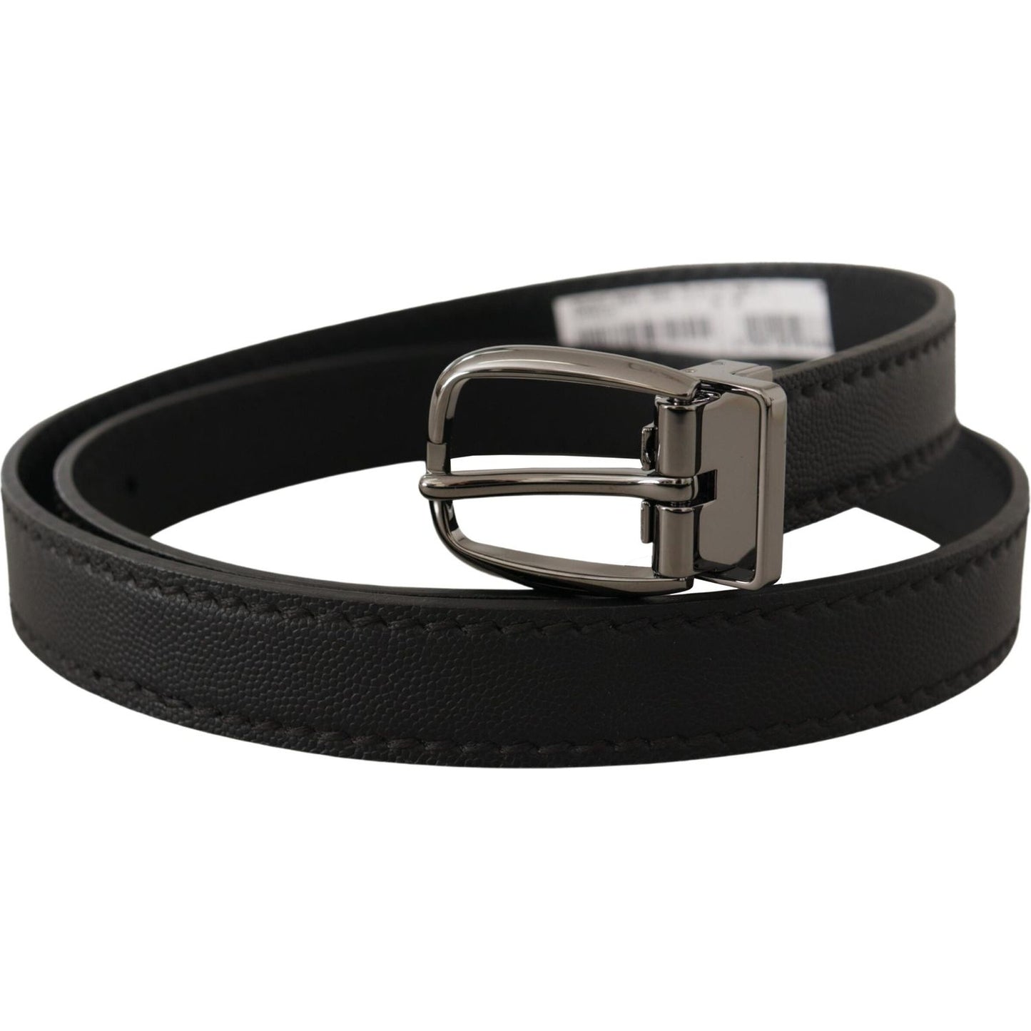Dolce & Gabbana Elegant Black Leather Belt with Metal Buckle Dolce & Gabbana Black