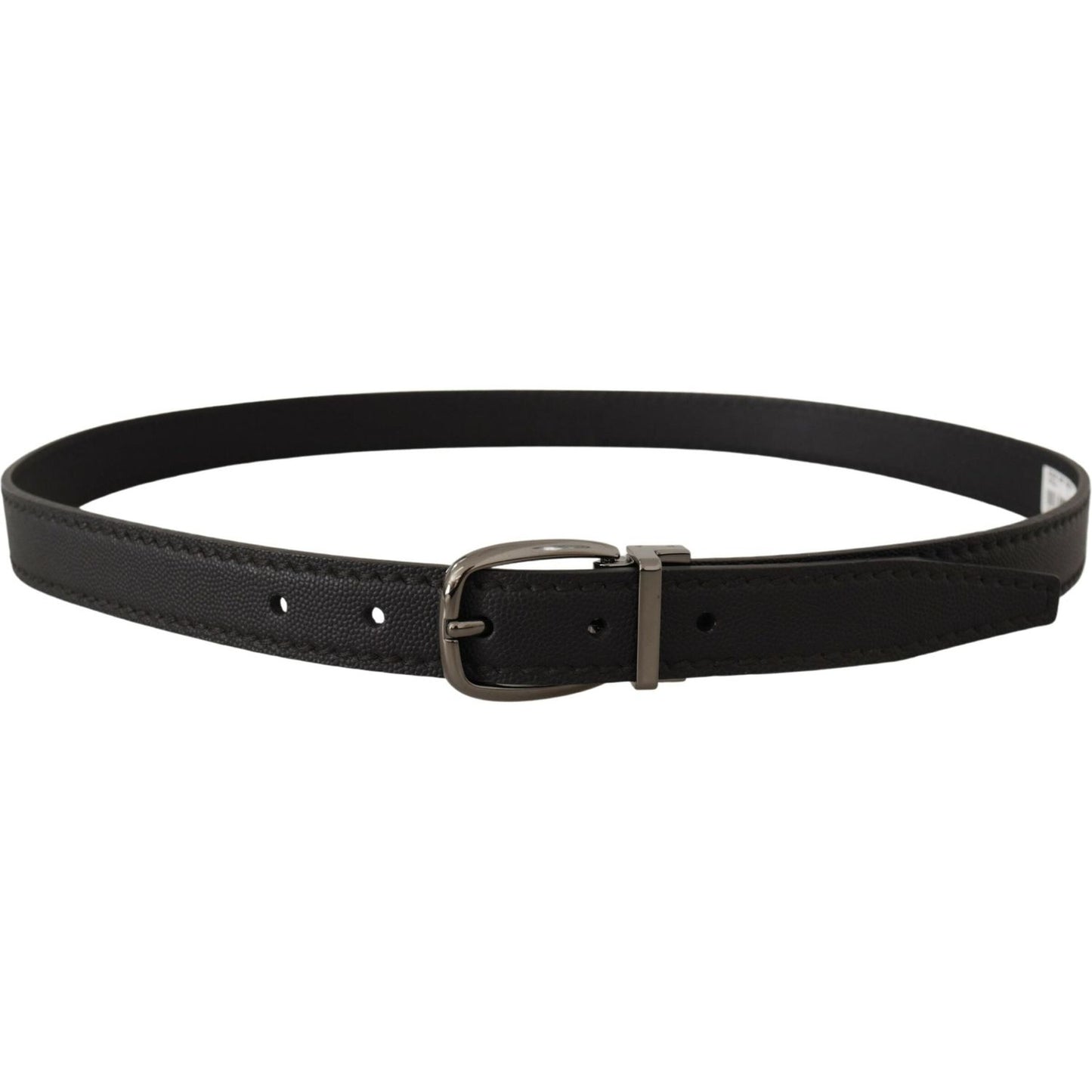 Dolce & Gabbana Elegant Black Leather Belt with Metal Buckle Dolce & Gabbana Dark Slate Gray