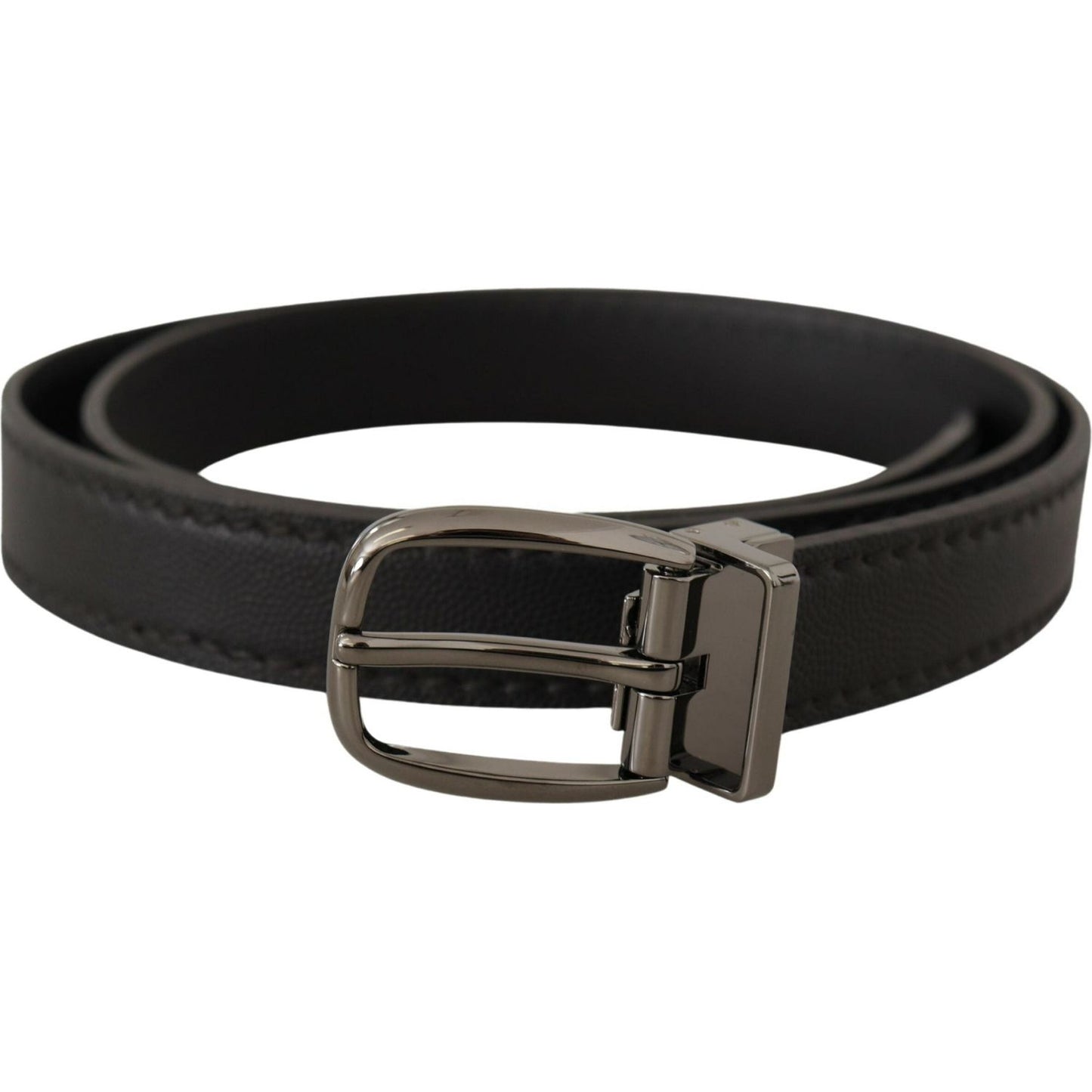 Dolce & Gabbana Elegant Black Leather Belt with Metal Buckle Dolce & Gabbana Dark Slate Gray