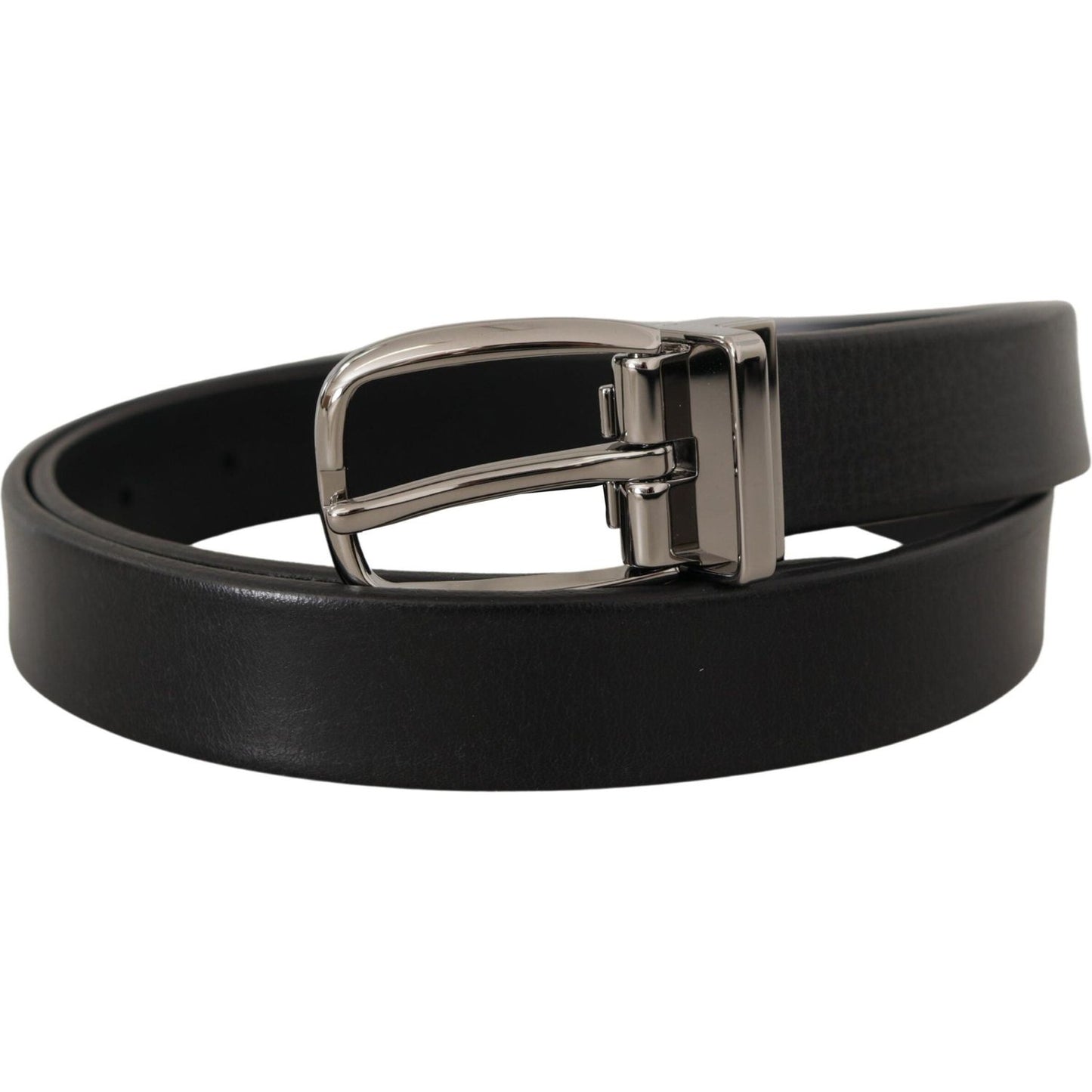 Dolce & Gabbana Elegant Black Leather Belt with Metal Buckle Dolce & Gabbana Black
