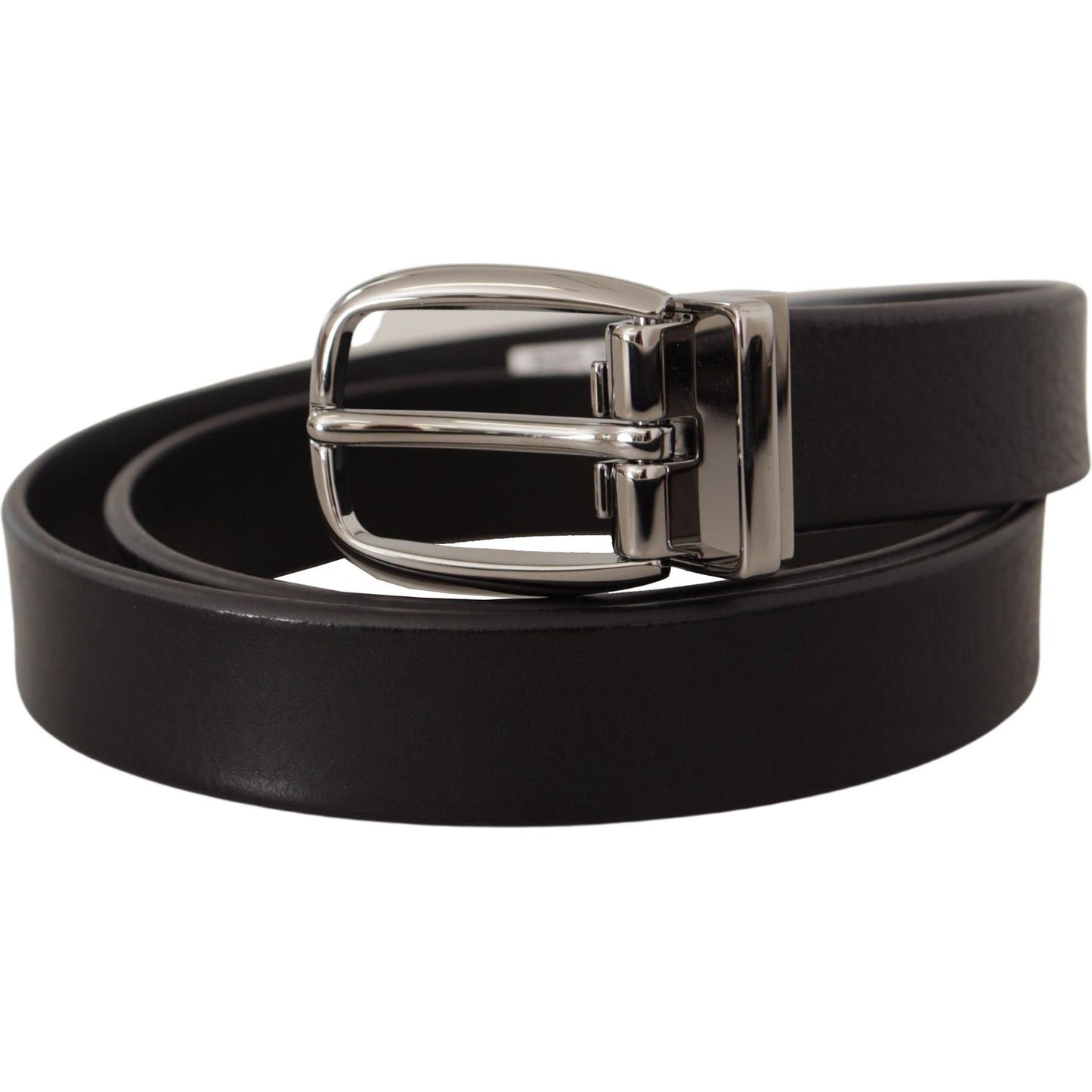 Dolce & Gabbana Elegant Black Leather Belt with Metal Buckle Dolce & Gabbana Black