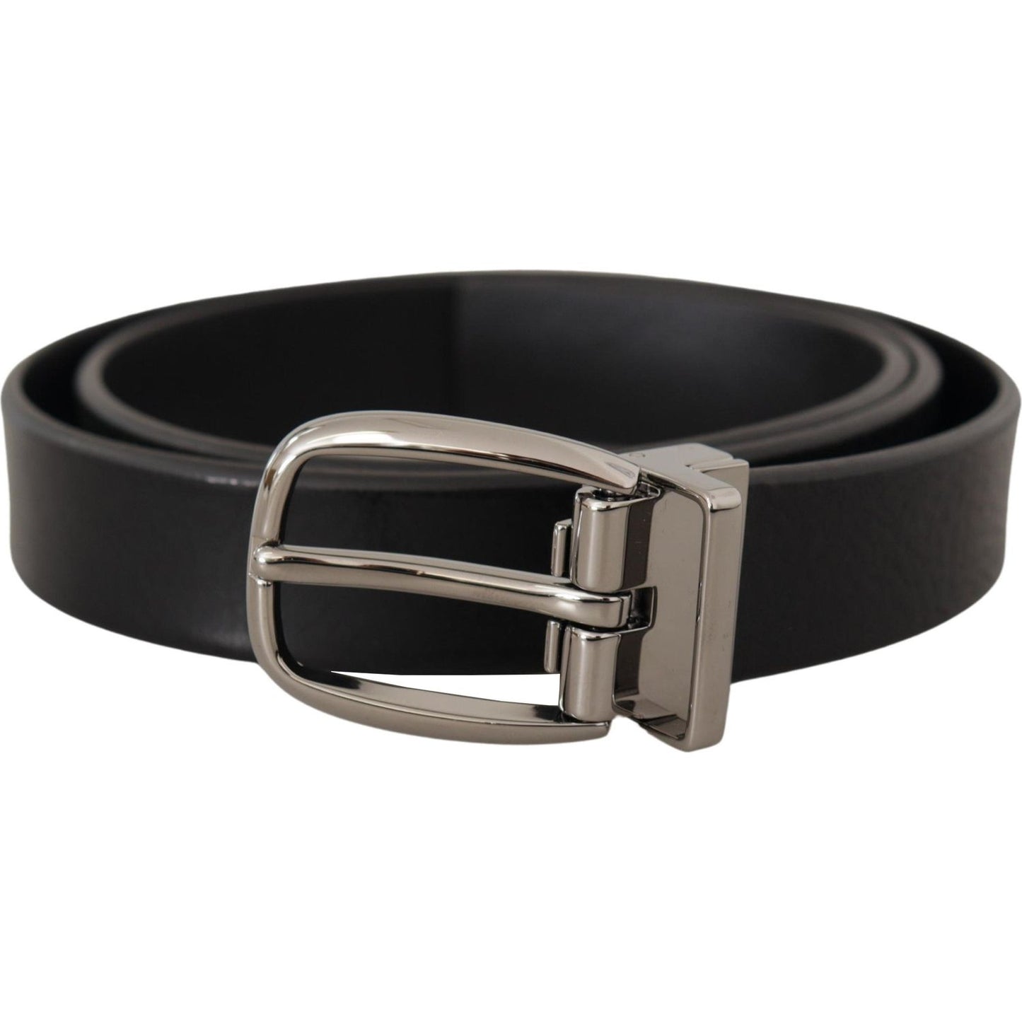 Dolce & Gabbana Elegant Black Leather Belt with Metal Buckle Dolce & Gabbana Dark Slate Gray