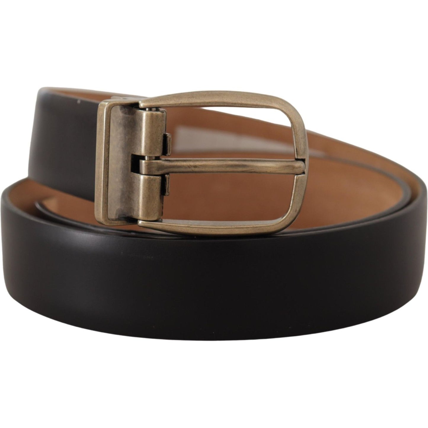 Dolce & Gabbana Elegant Black Leather Belt with Metal Buckle Dolce & Gabbana Dark Slate Gray