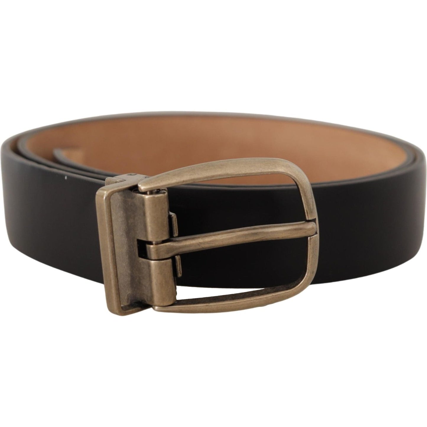 Dolce & Gabbana Elegant Black Leather Belt with Metal Buckle Dolce & Gabbana Dim Gray