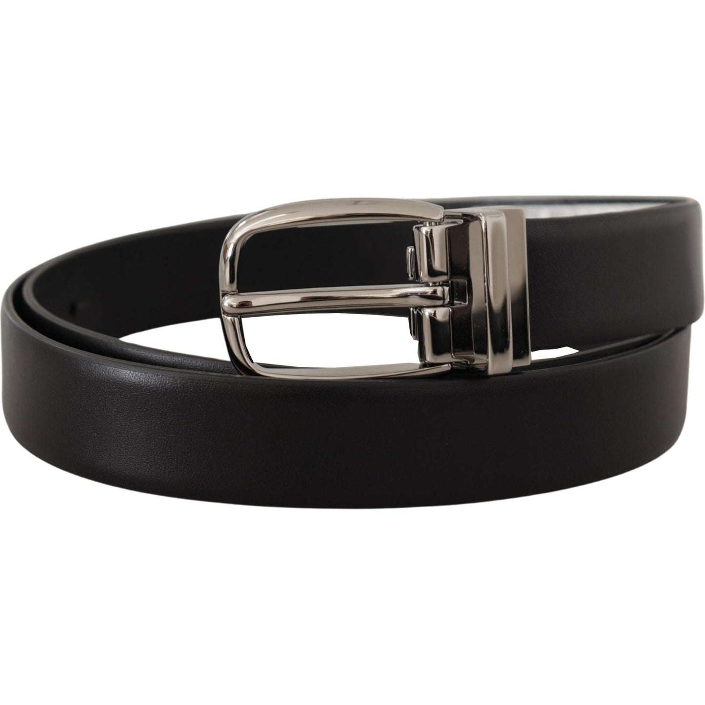 Dolce & Gabbana Elegant Leather Belt with Metal Buckle Dolce & Gabbana Black