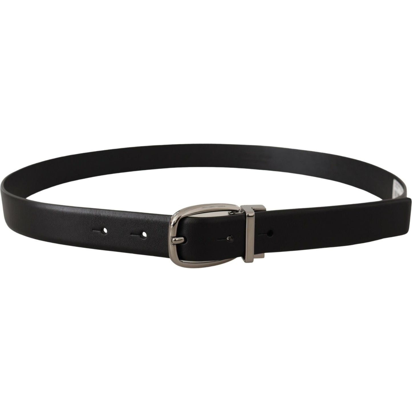 Dolce & Gabbana Elegant Leather Belt with Metal Buckle Dolce & Gabbana Black