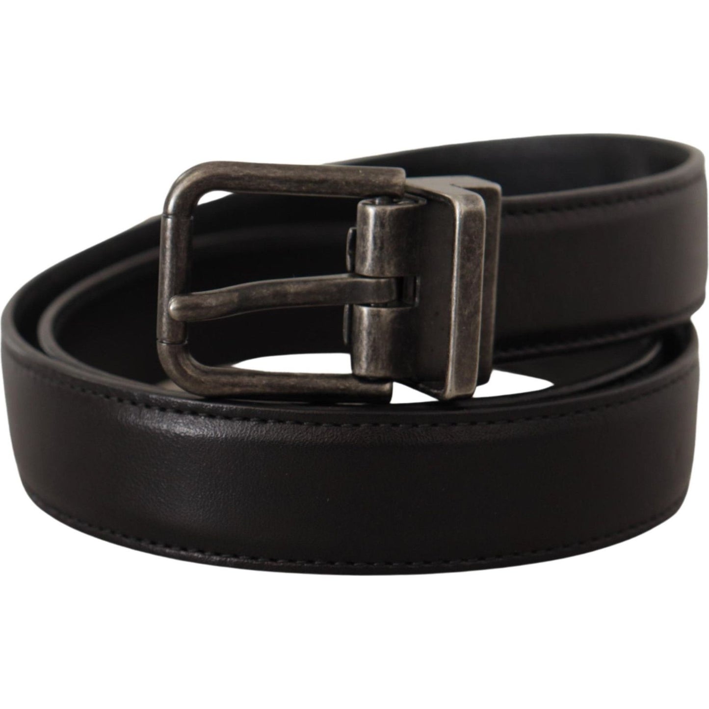 Dolce & Gabbana Elegant Black Leather Belt with Metal Buckle Dolce & Gabbana Black