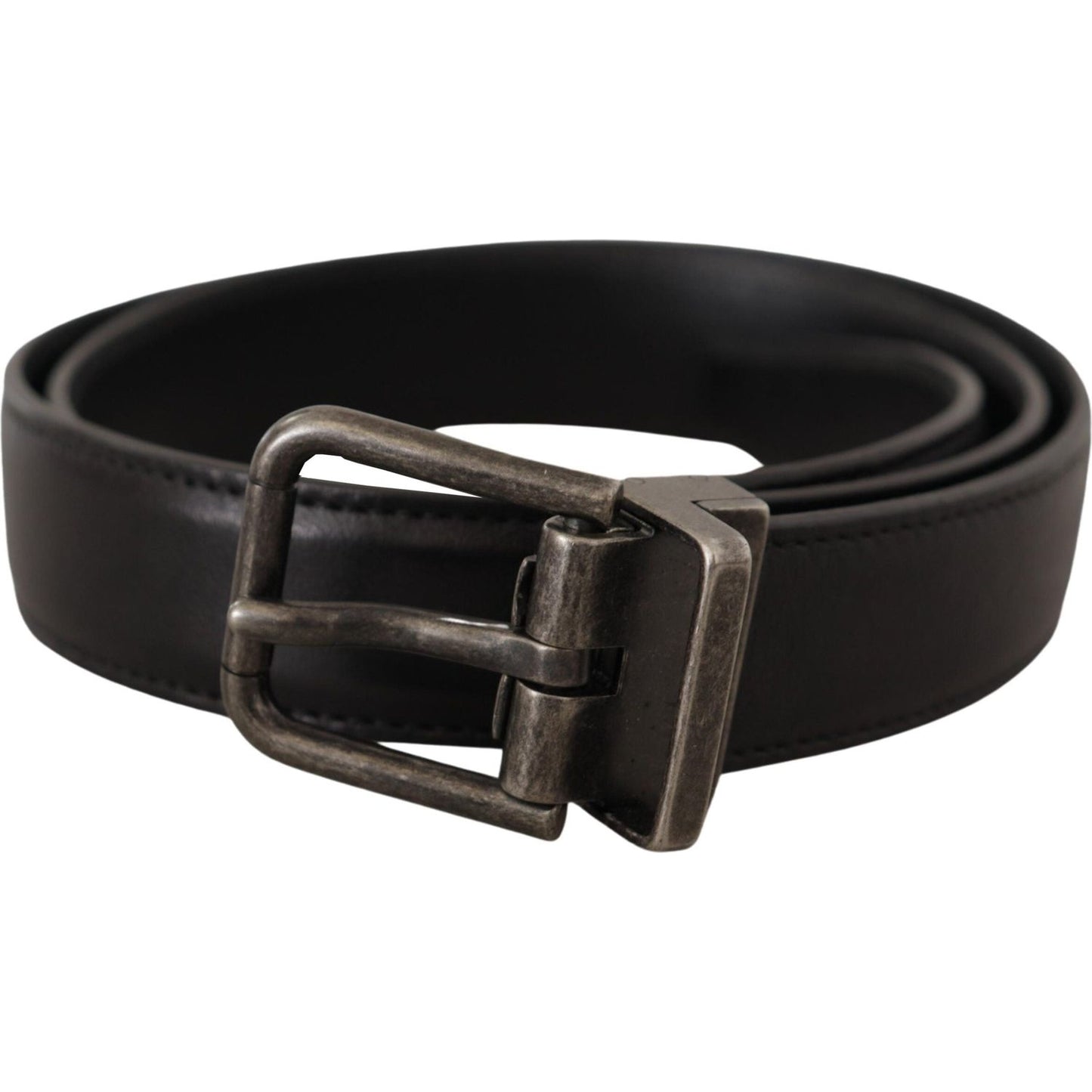 Dolce & Gabbana Elegant Black Leather Belt with Metal Buckle Dolce & Gabbana Black