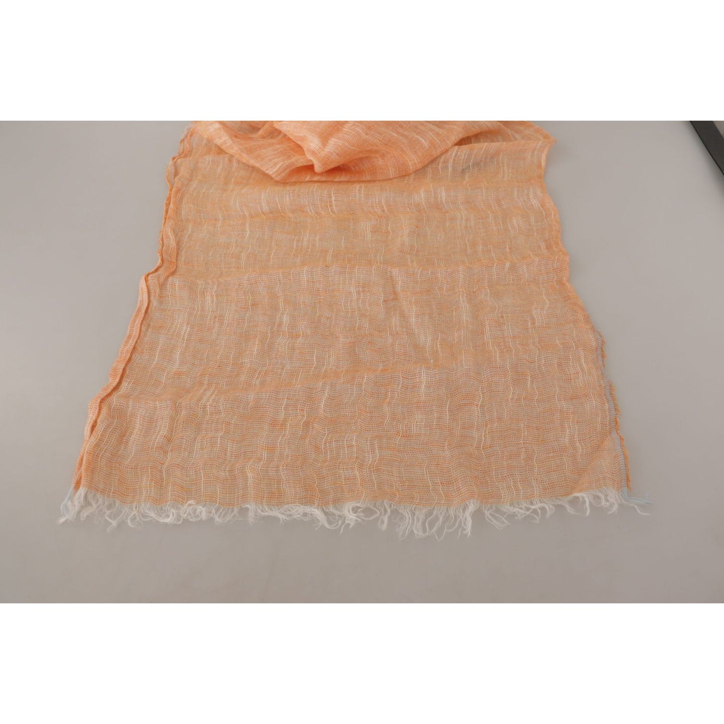 Malo Peach Linen Knitted Shawl Wrap Fringes Scarf