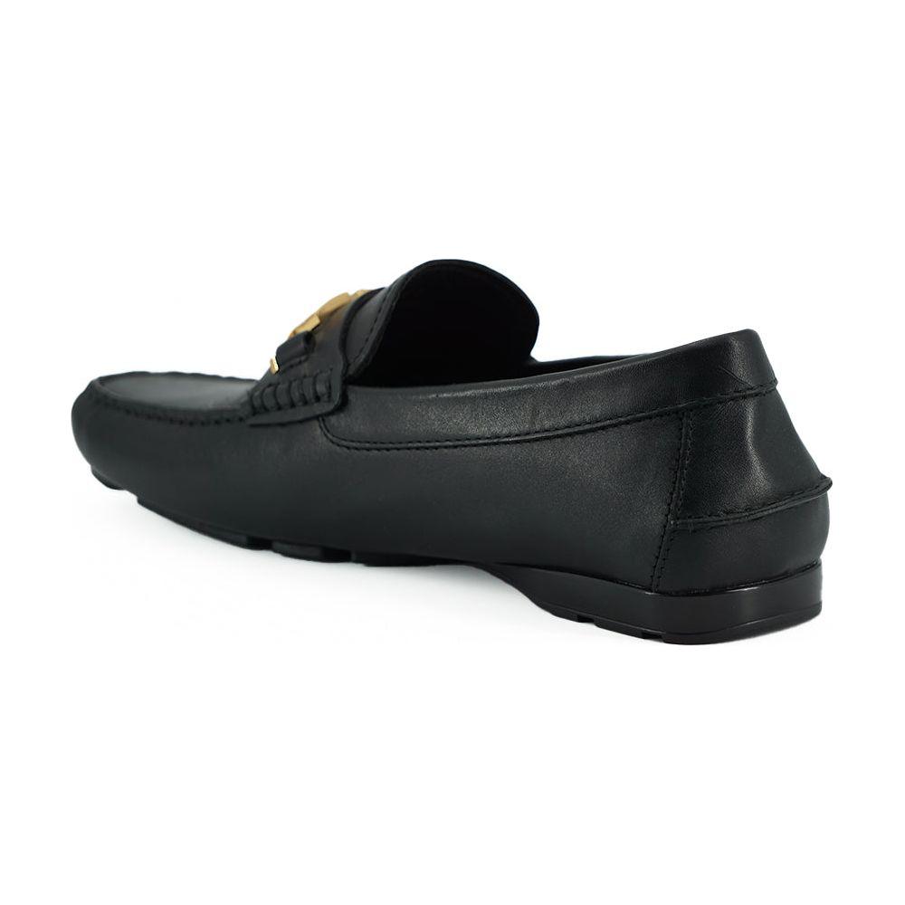 Versace Elegant Black Calf Leather Men's Loafers Versace Dark Slate Gray