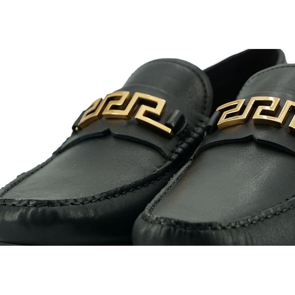 Versace Elegant Black Calf Leather Men's Loafers Versace Dark Slate Gray